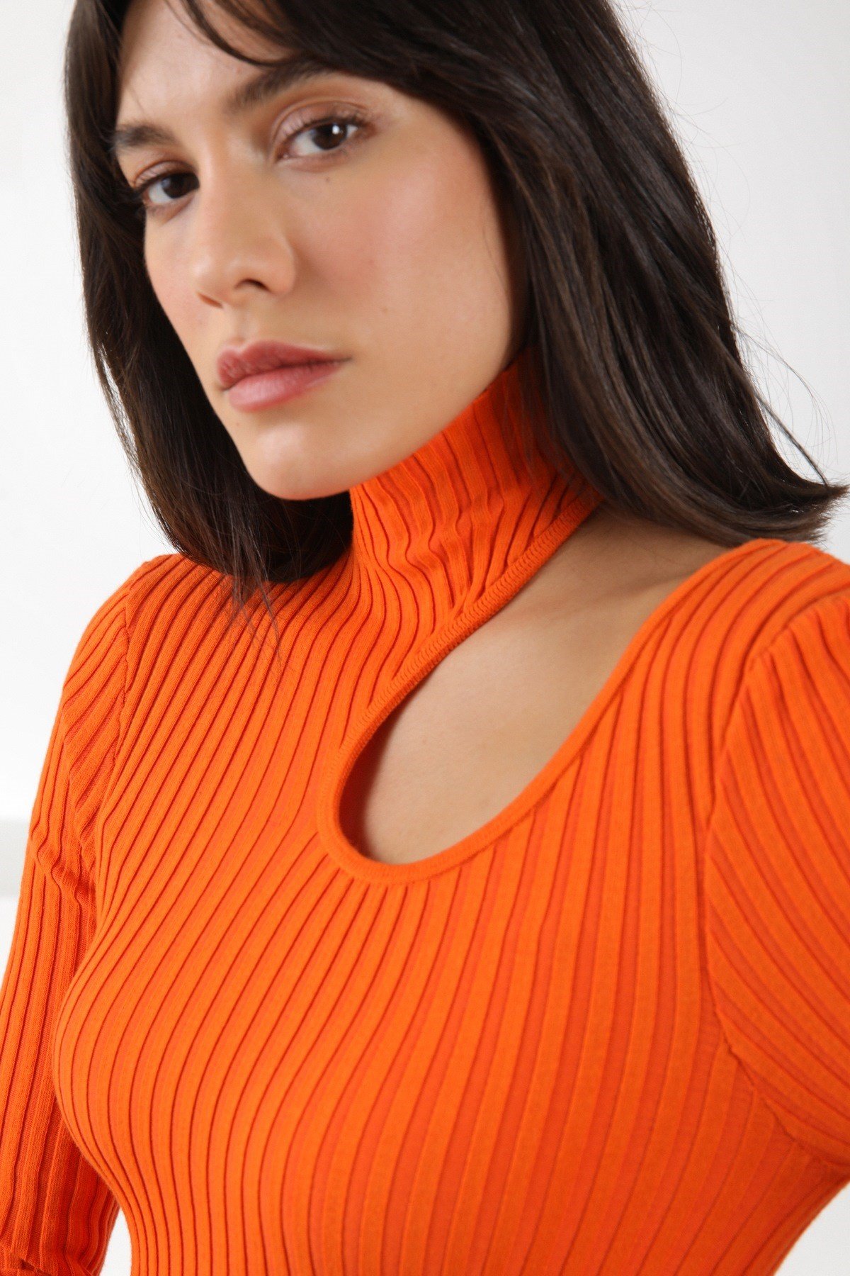 Ferraro Orange Uzun Kollu Kadın Triko Elbise