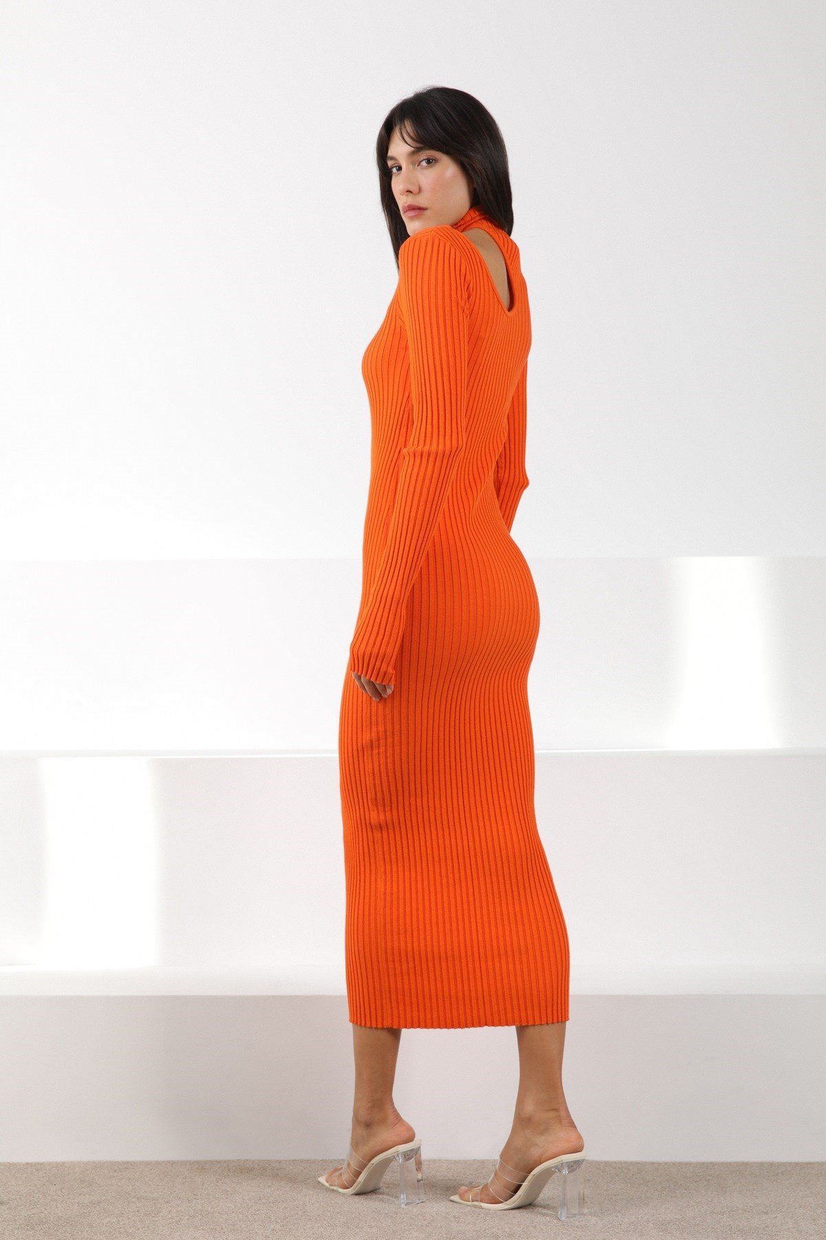 Ferraro Orange Uzun Kollu Kadın Triko Elbise