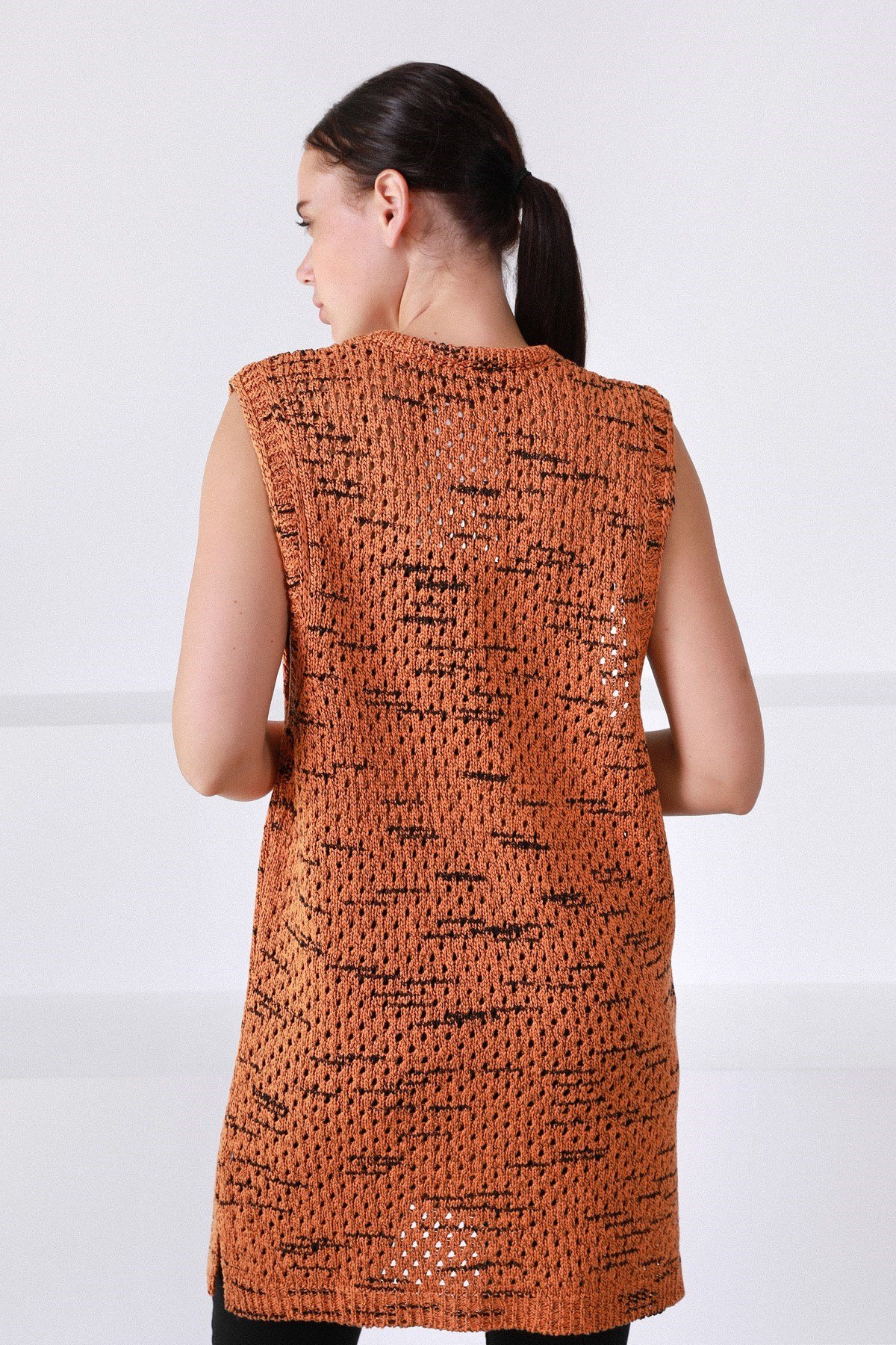 Ferraro Orange V Yaka Yünlü Kadın Triko Yelek