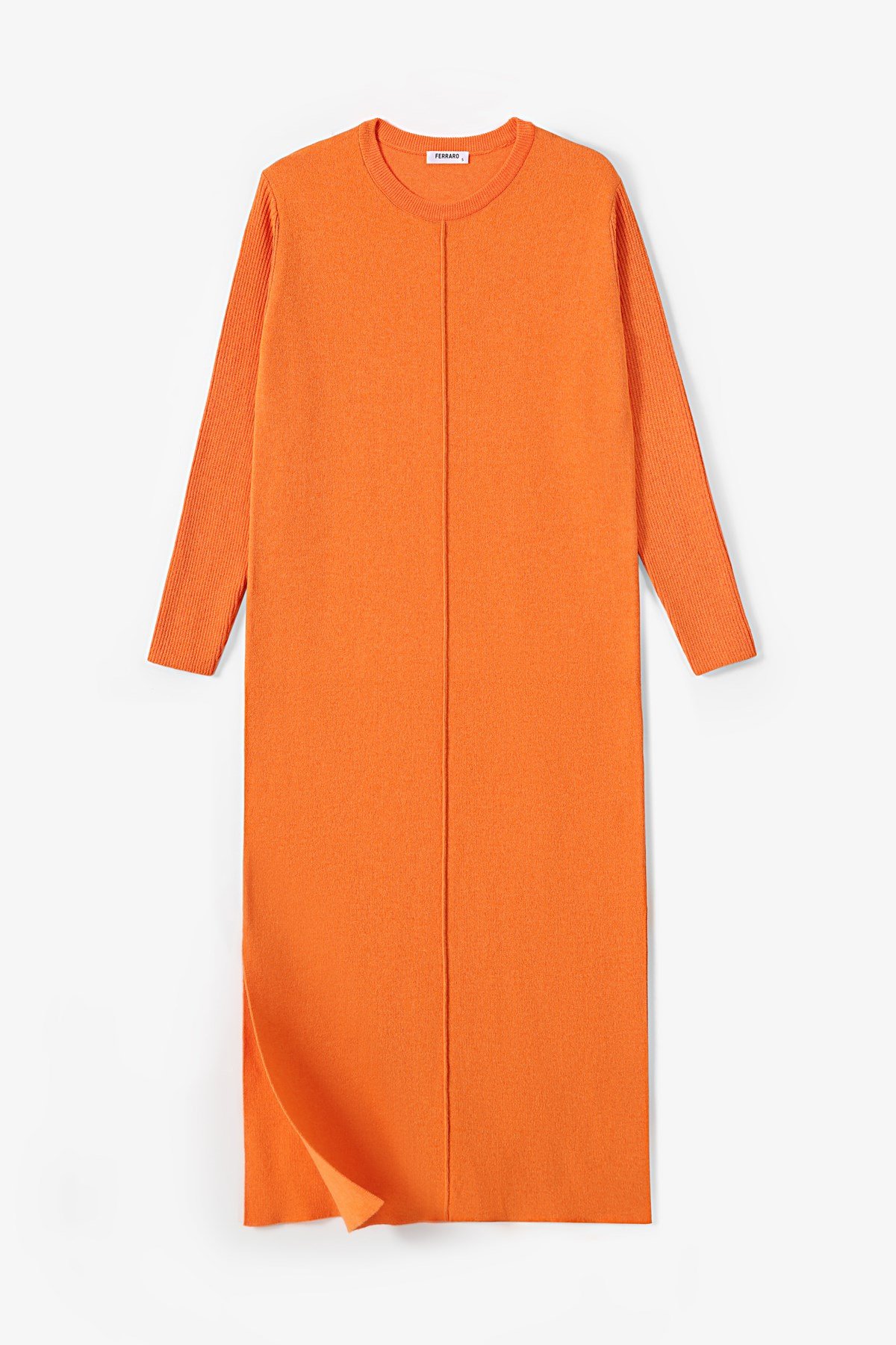Ferraro Orange Yandan Yırtmaçlı Midi Boy Kaşmirli Kadın Triko Elbise