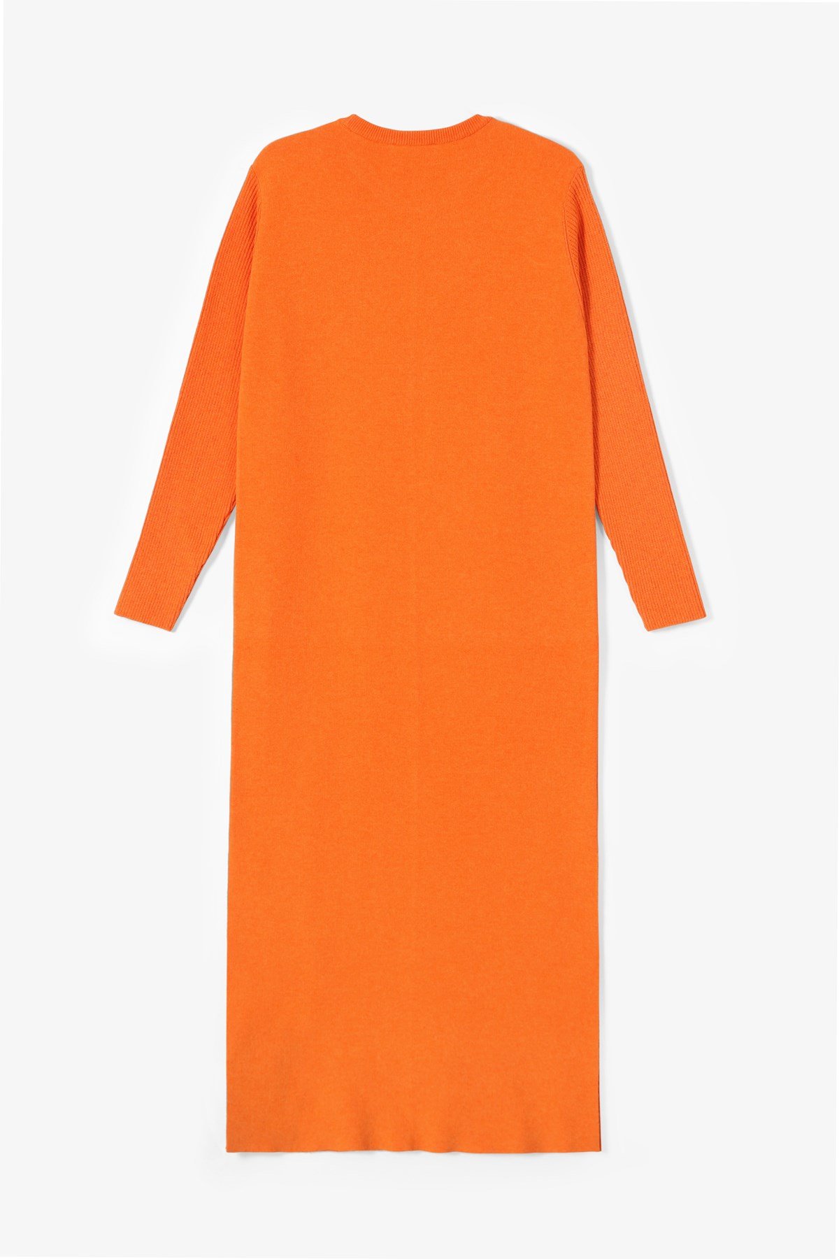 Ferraro Orange Yandan Yırtmaçlı Midi Boy Kaşmirli Kadın Triko Elbise