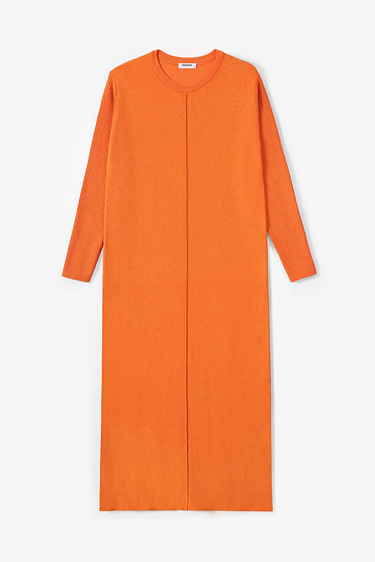 Ferraro Orange Yandan Yırtmaçlı Midi Boy Kaşmirli Kadın Triko Elbise