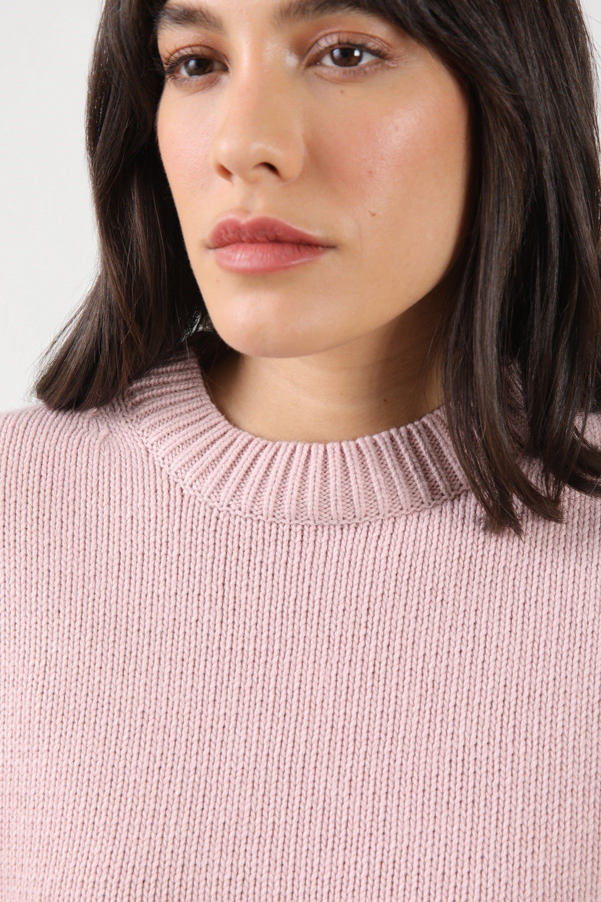 Ferraro Pembe Uzun Kollu Bisiklet Yaka Kaşmirli Kadın Triko Kazak