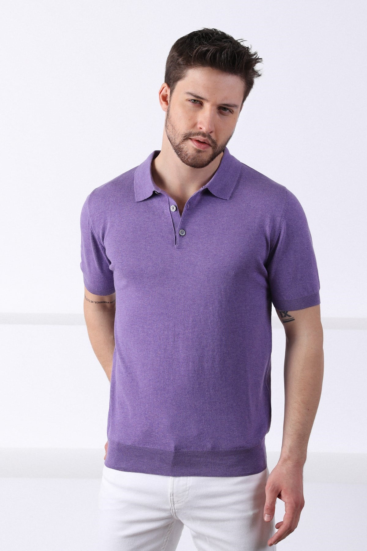 Ferraro Petunia Polo Yaka Düz Renk Erkek Pamuk Triko T-Shirt