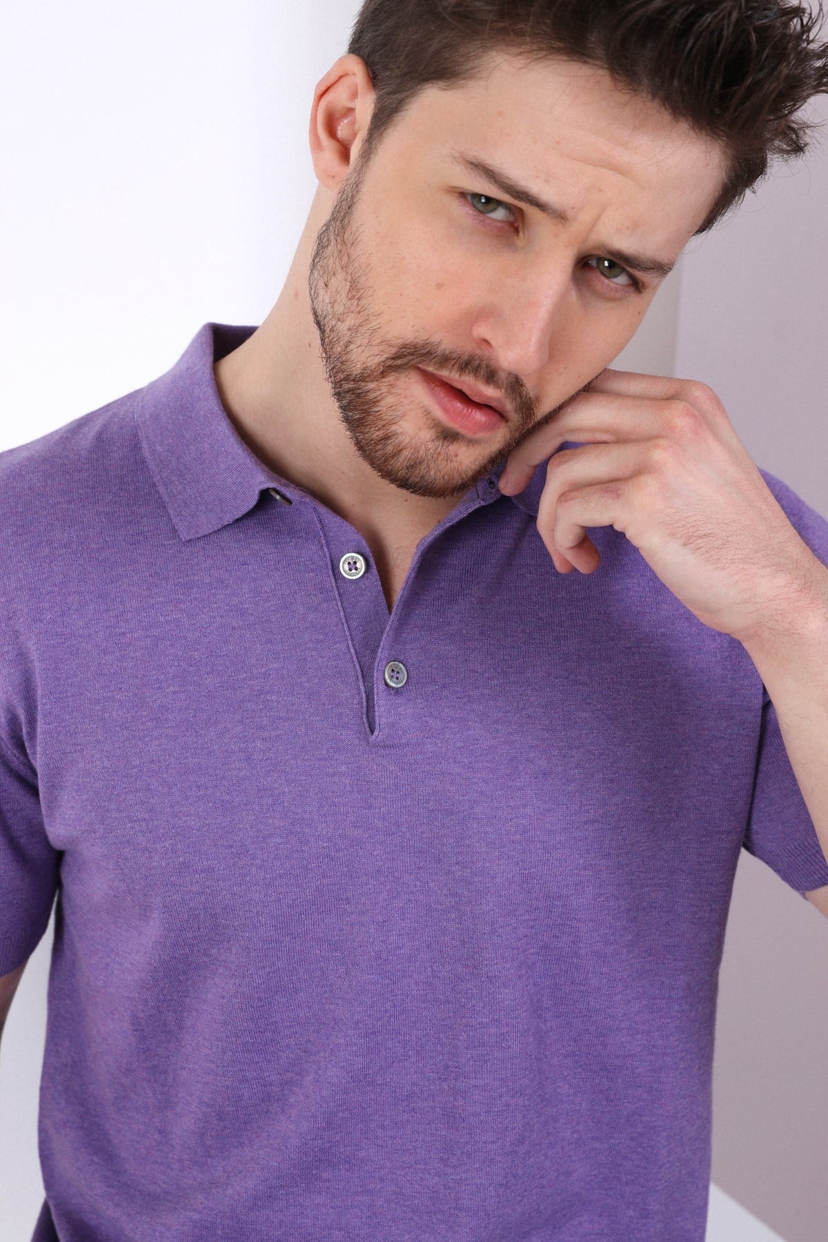 Ferraro Petunia Polo Yaka Düz Renk Erkek Pamuk Triko T-Shirt