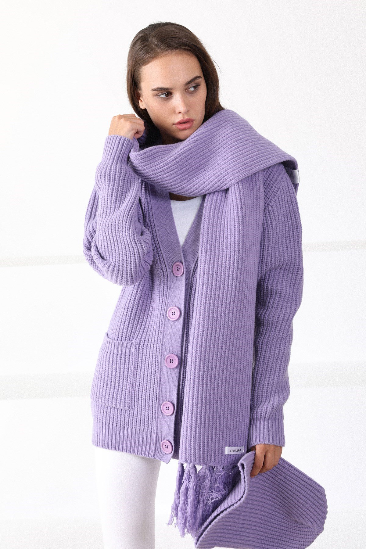 Ferraro Pirex Kuzu Yünü Kadın Atkı Bere Takımı