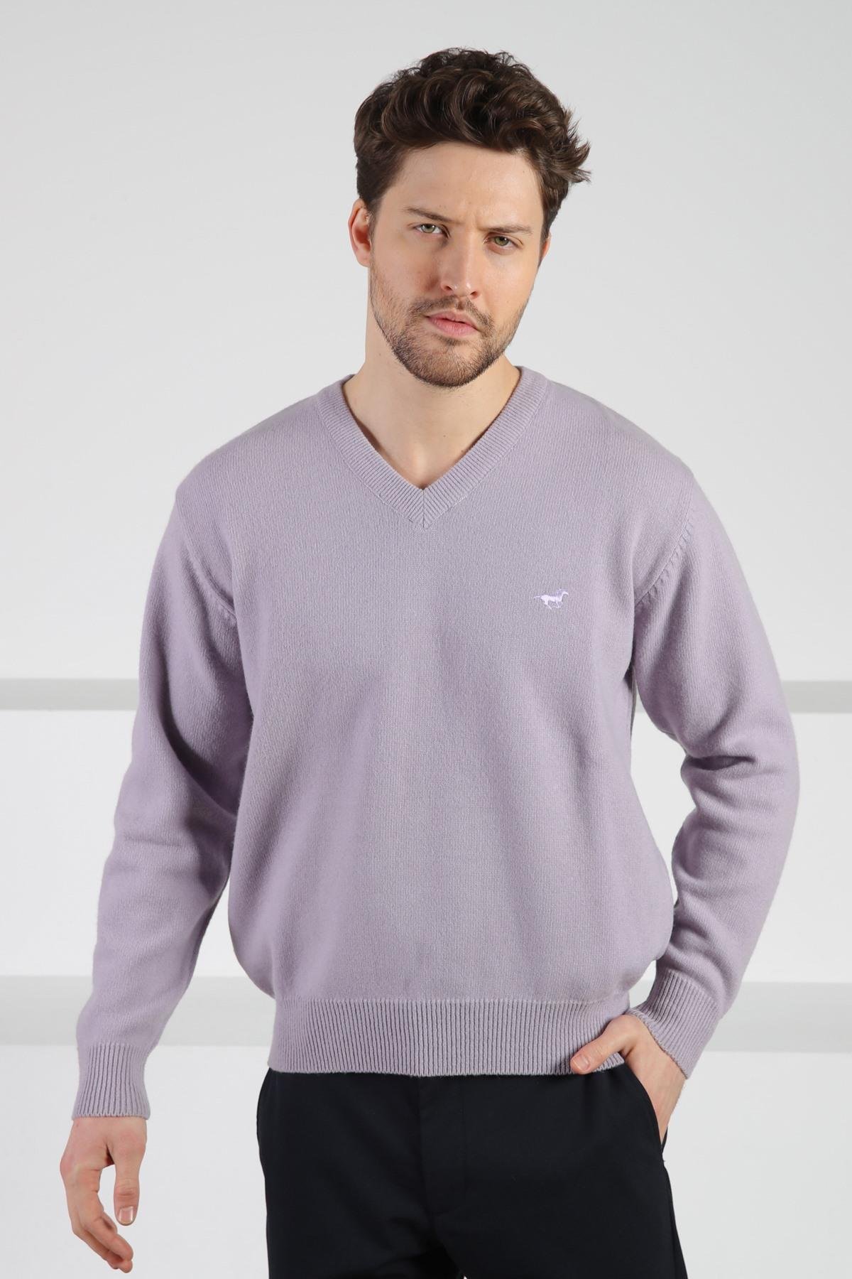 Ferraro Plico V Yaka Erkek Uzun Kollu %100 Kuzu Yünü Triko Kazak