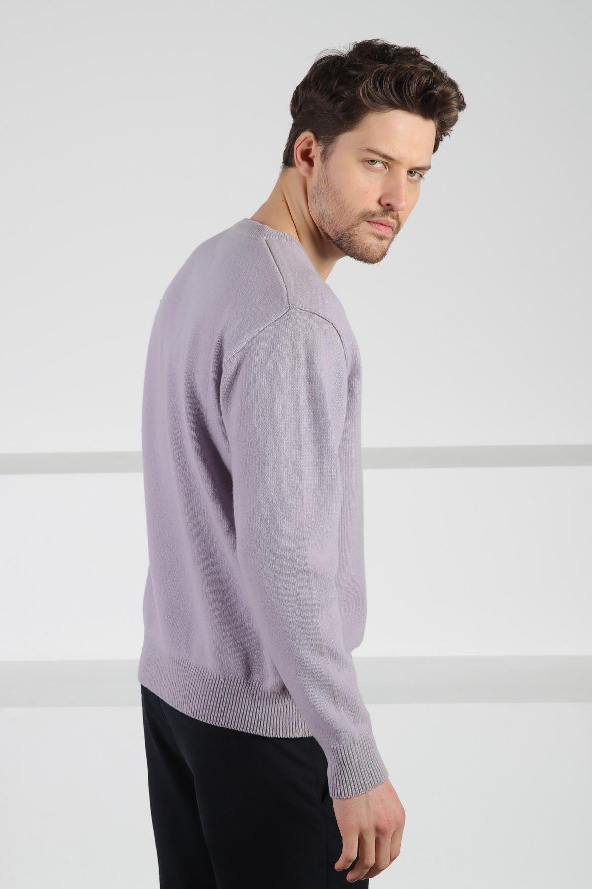 Ferraro Plico V Yaka Erkek Uzun Kollu %100 Kuzu Yünü Triko Kazak