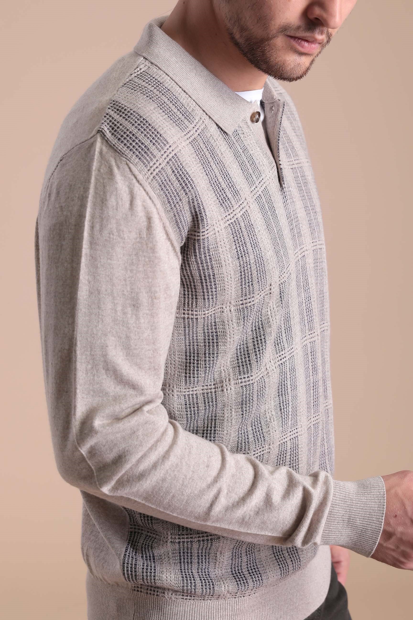 Ferraro Polo Yaka Superfine Yün Kazak - Bej