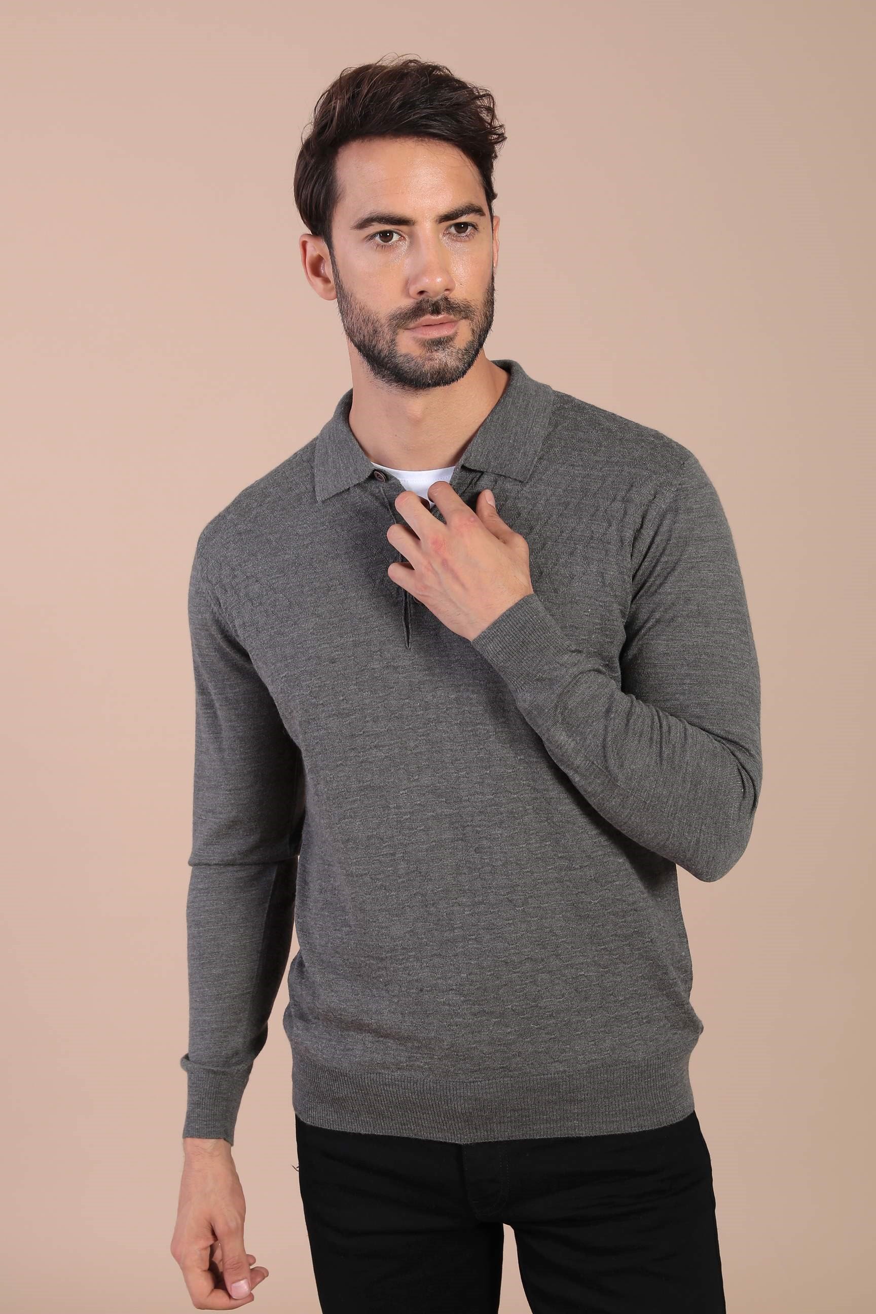 Ferraro Polo Yaka Superfine Yün Kazak