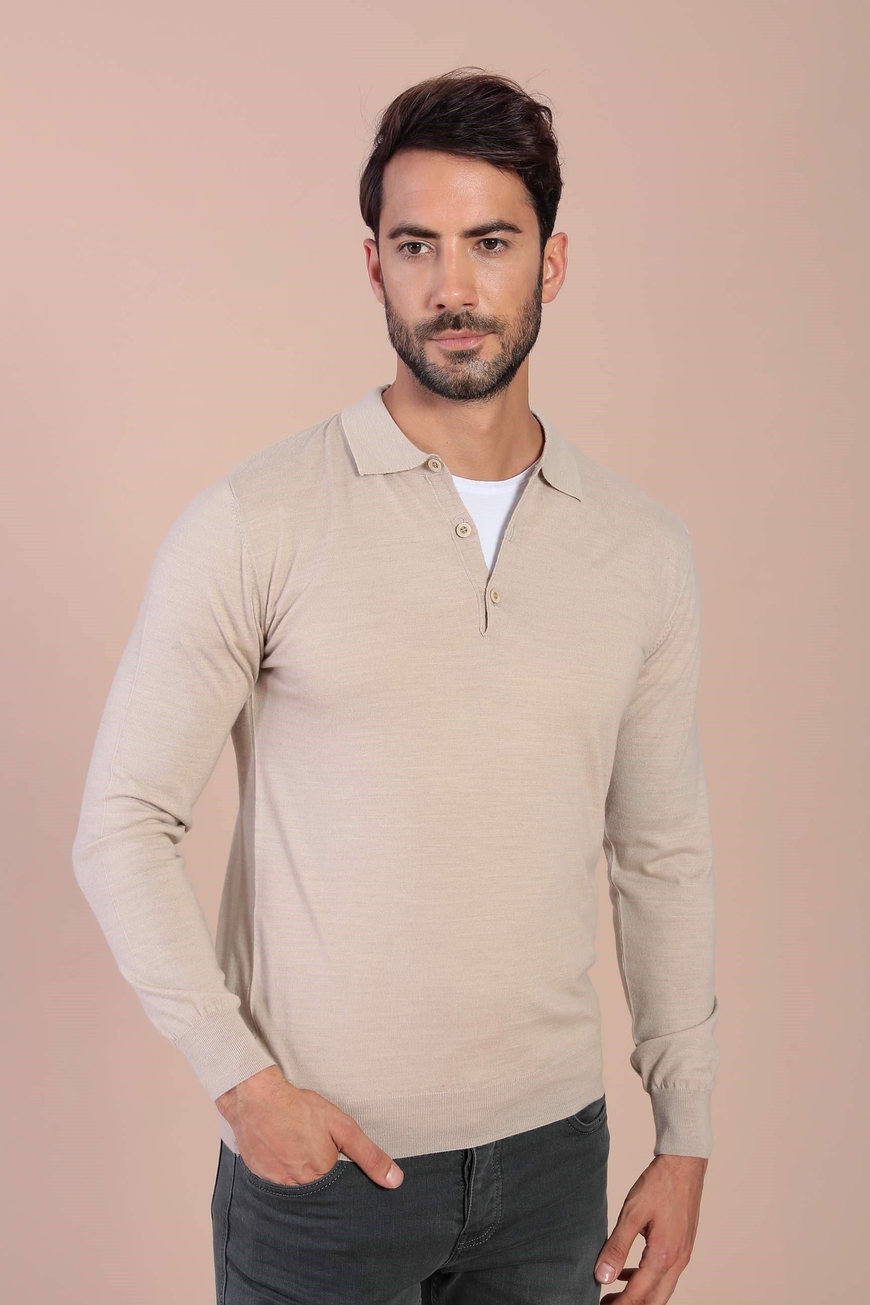 Ferraro Polo Yaka Superfine Yün Kazak