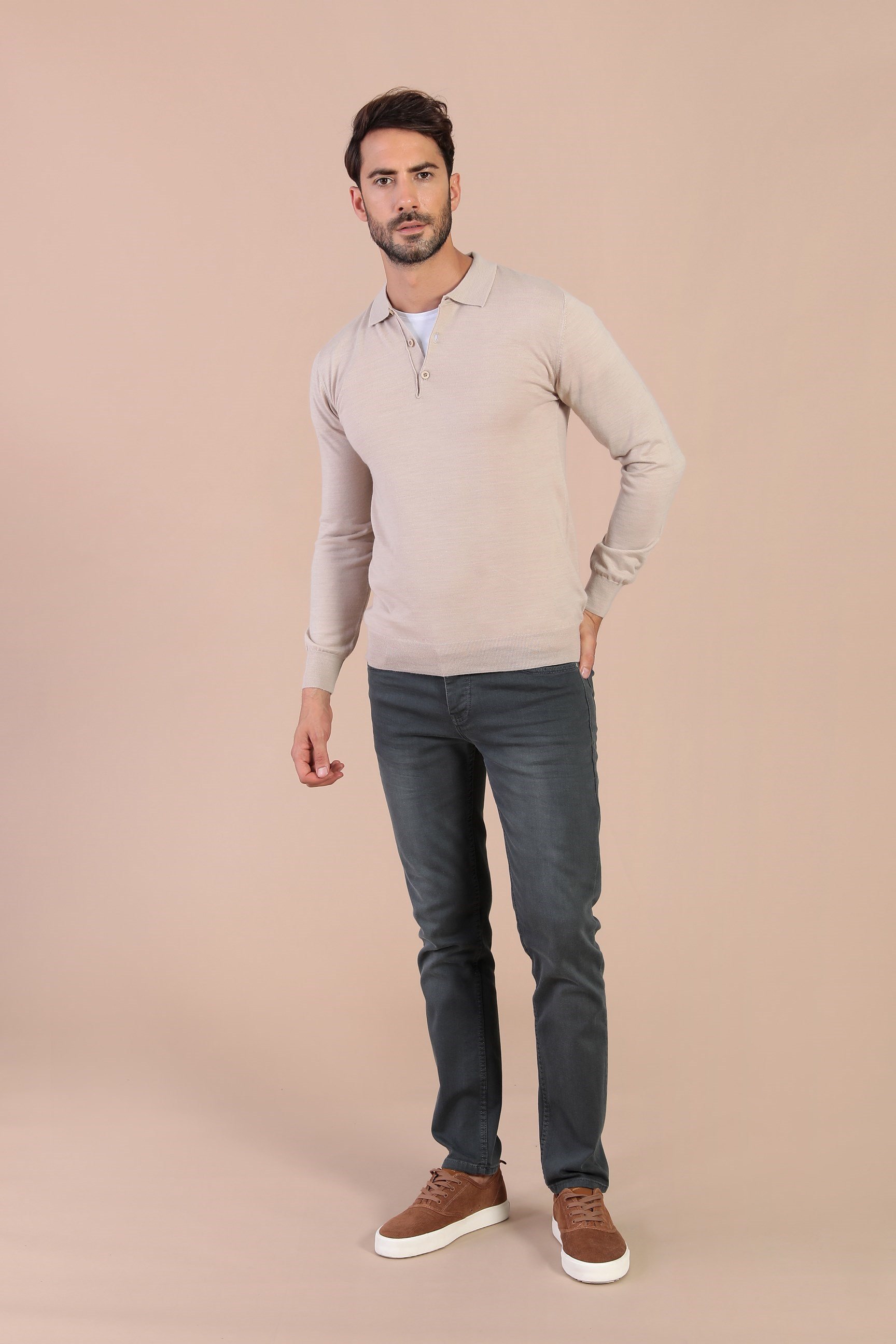 Ferraro Polo Yaka Superfine Yün Kazak