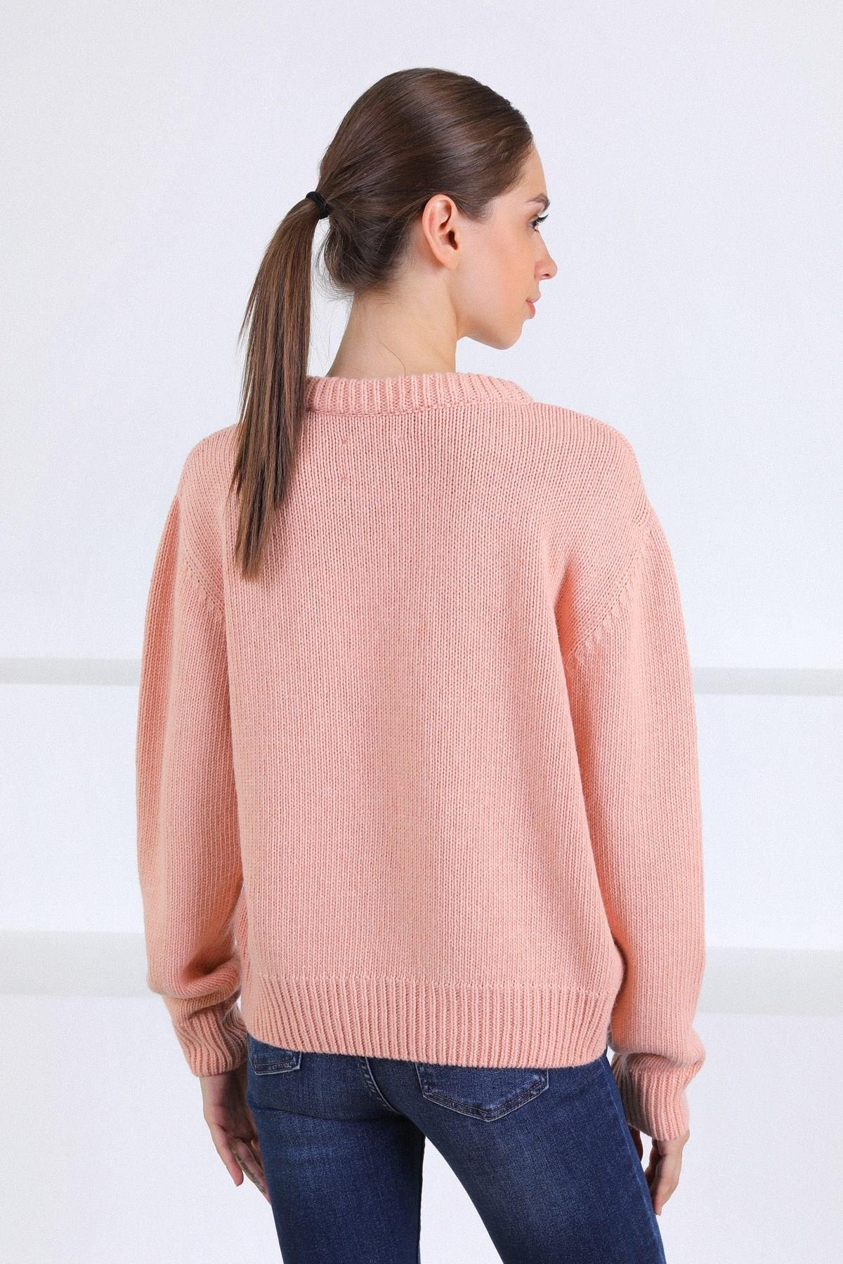 Ferraro Pudra Bisiklet Yaka Yünlü Basic Kadın Triko Kazak