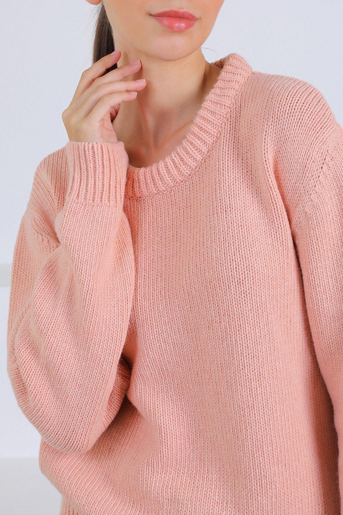 Ferraro Pudra Bisiklet Yaka Yünlü Basic Kadın Triko Kazak