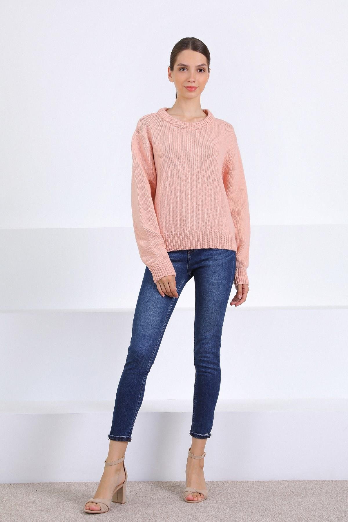 Ferraro Pudra Bisiklet Yaka Yünlü Basic Kadın Triko Kazak