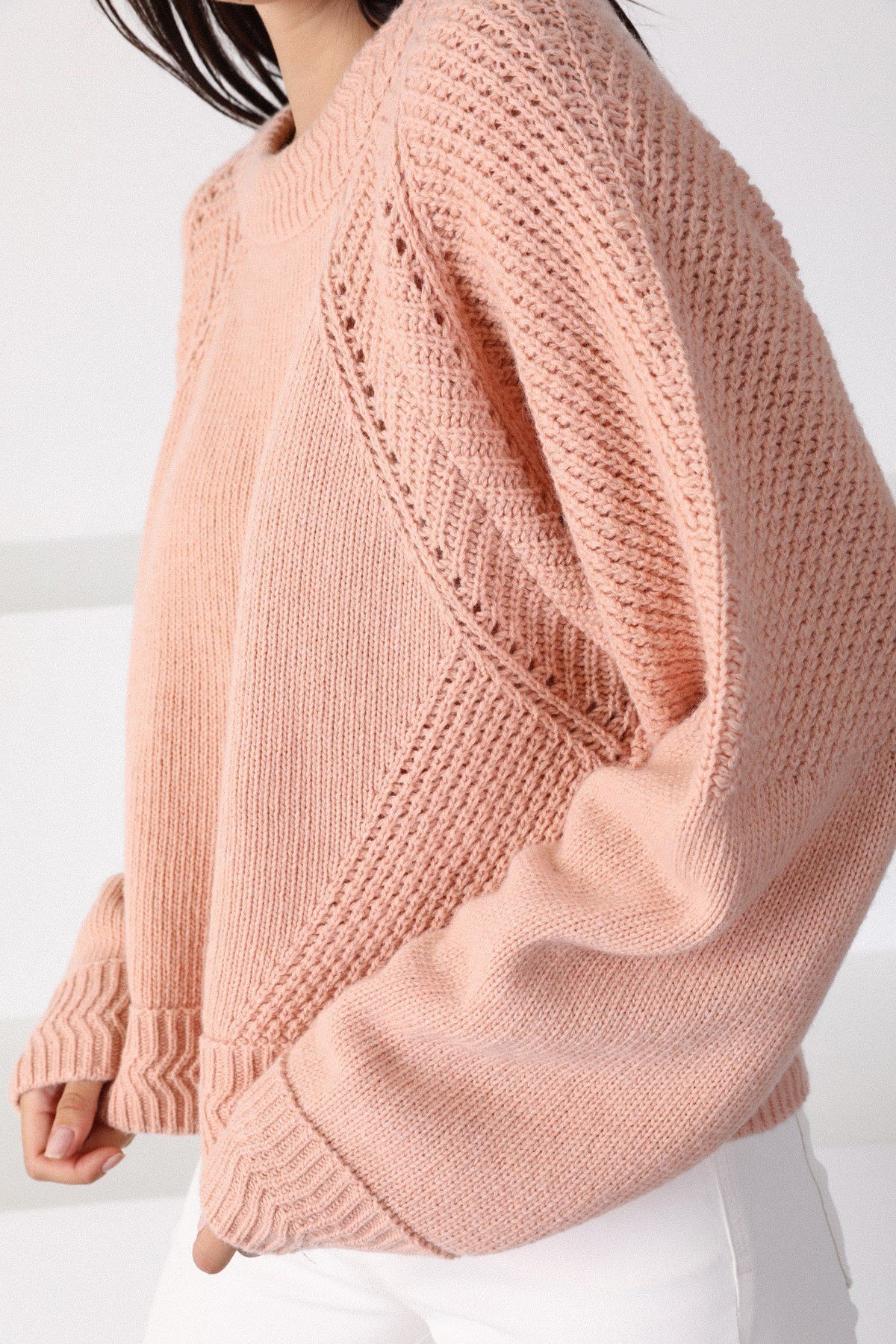 Ferraro Pudra Yuvarlak Yaka Yünlü Kadın Triko Kazak