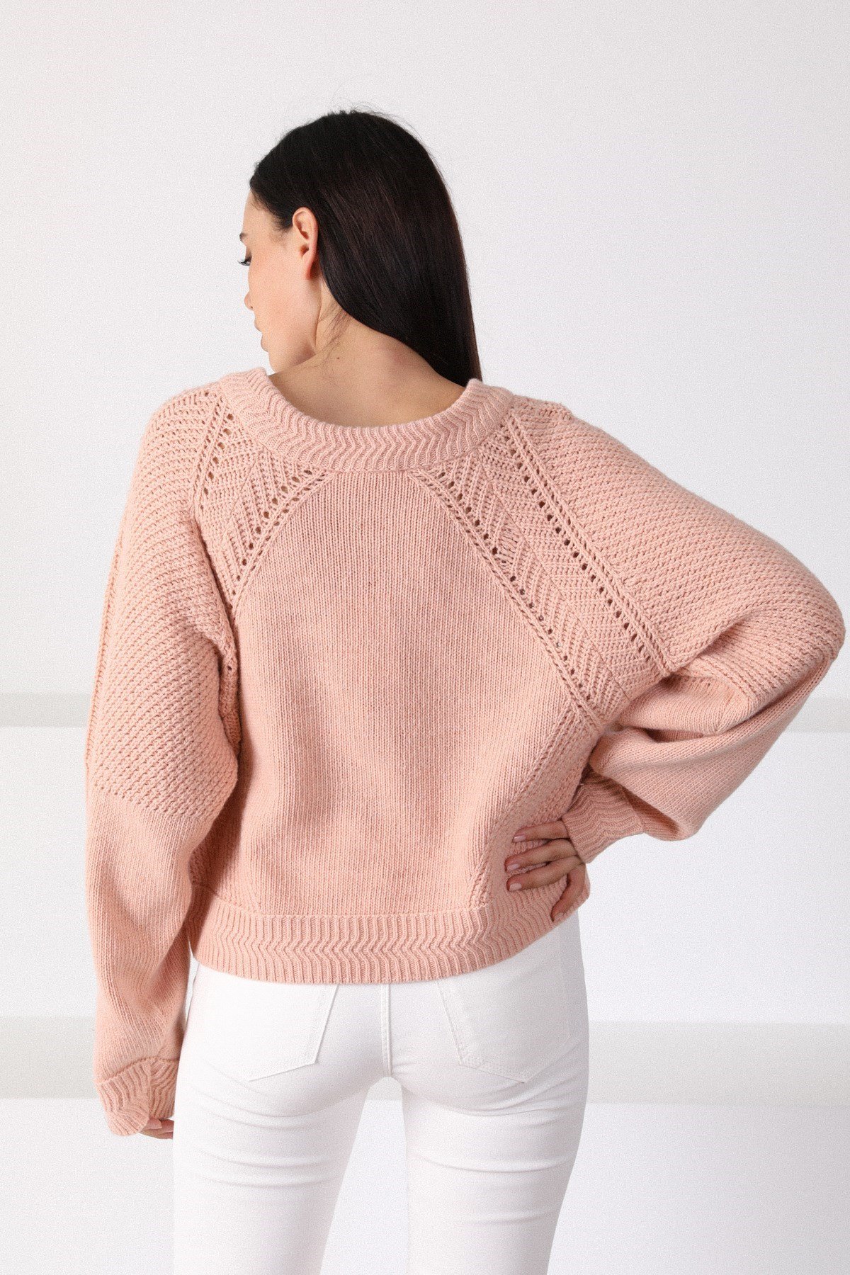 Ferraro Pudra Yuvarlak Yaka Yünlü Kadın Triko Kazak