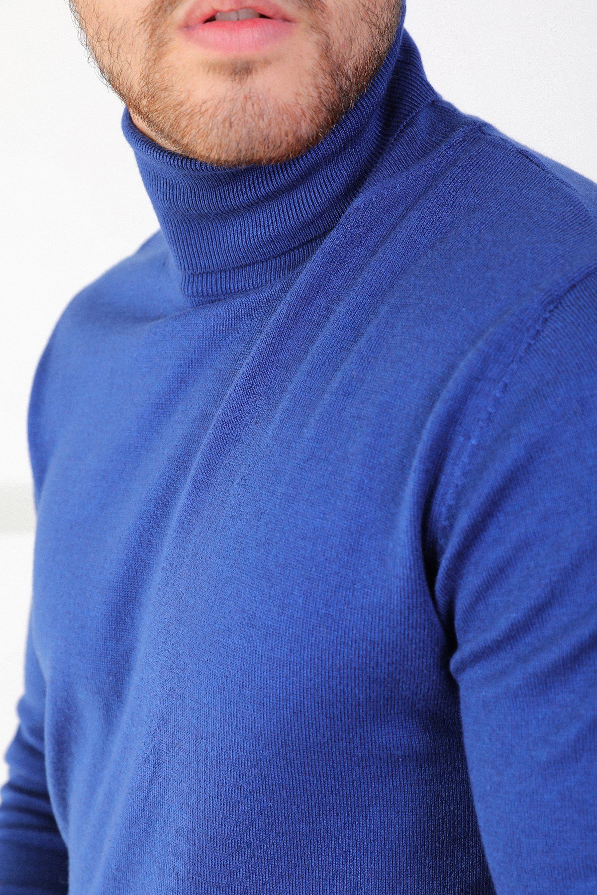 Ferraro Saks Balıkçı Yaka Pamuk Kazak