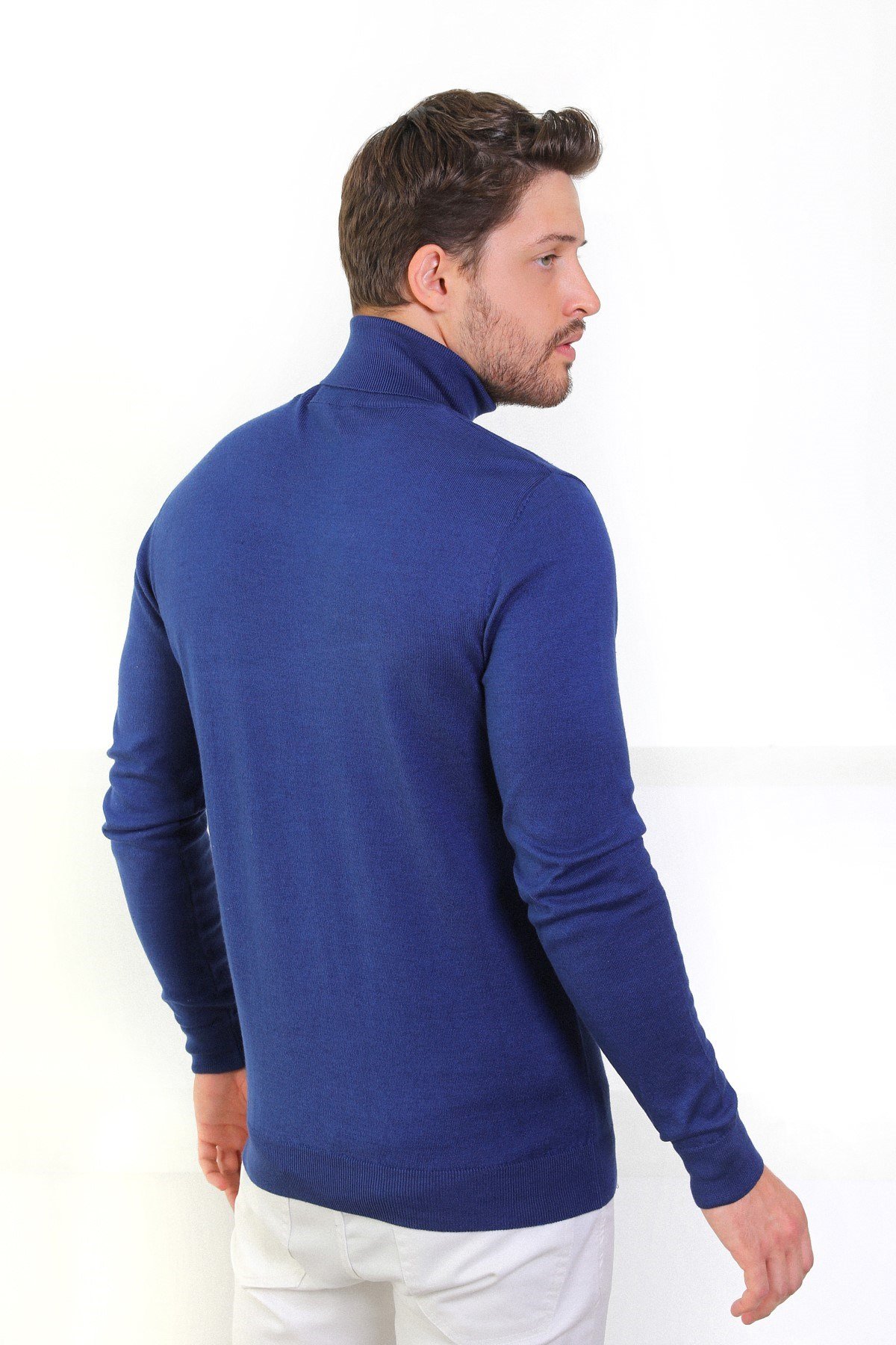 Ferraro Saks Balıkçı Yaka Pamuk Kazak