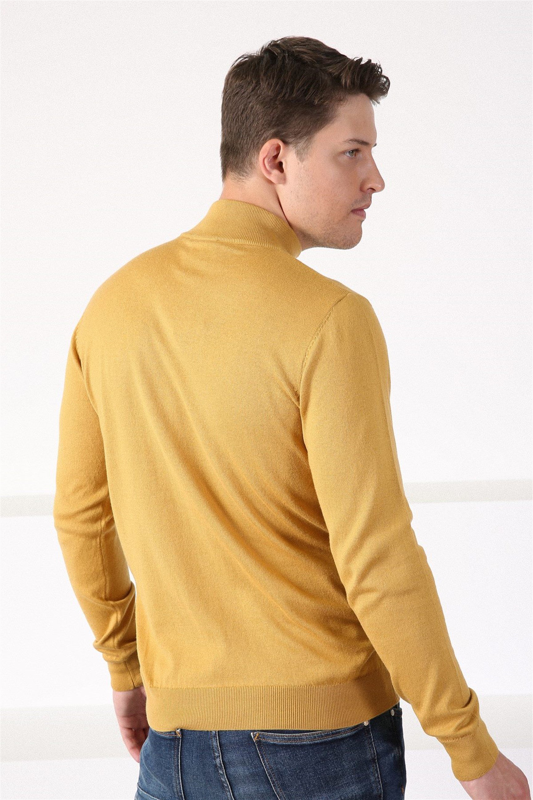 Ferraro Sarı Yarım Balıkçı Yaka Erkek Pamuk Kazak