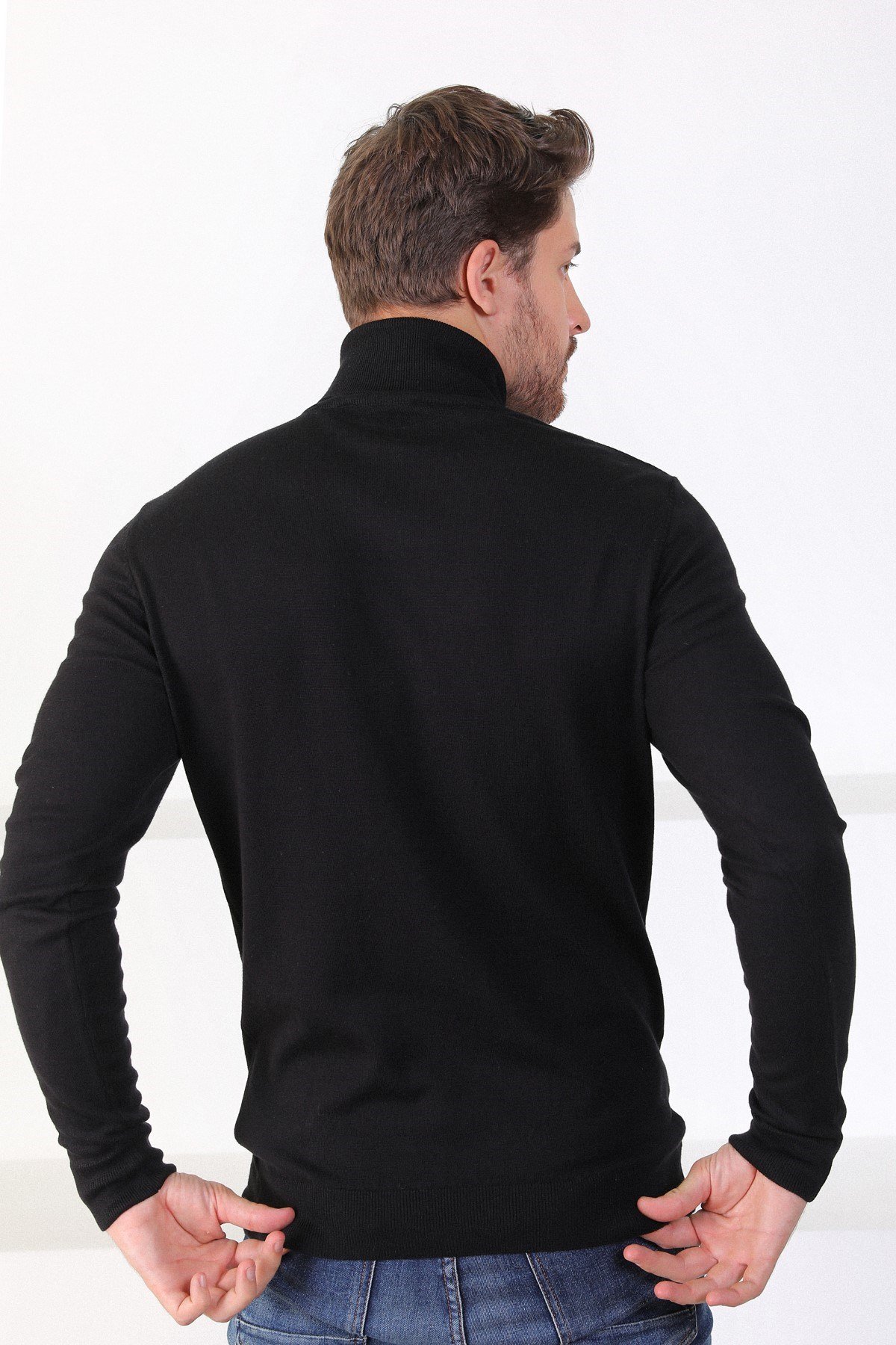 Ferraro Siyah Balıkçı Yaka Pamuk Kazak