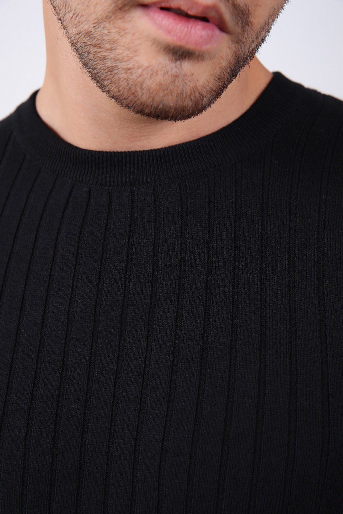 Ferraro Siyah Bisiklet Yaka Fitilli Erkek Kazak