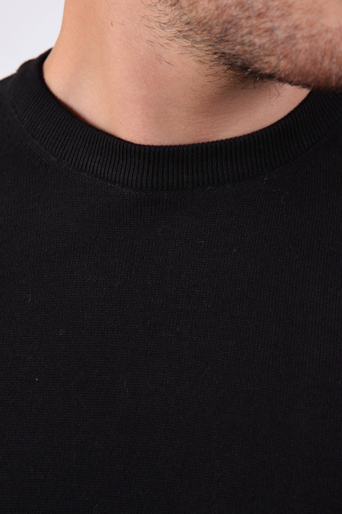 Ferraro Siyah Bisiklet Yaka Pamuklu Erkek Triko T-Shirt