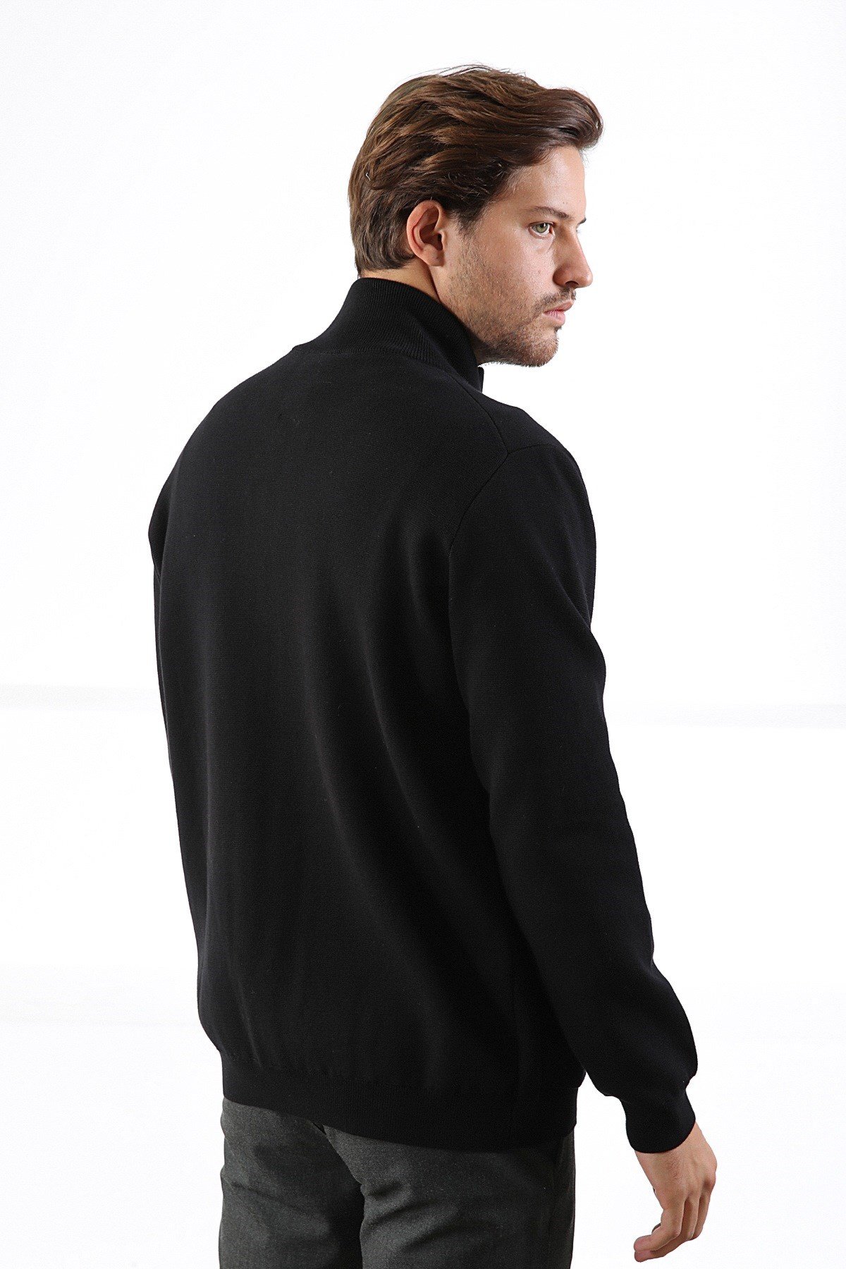 Ferraro Siyah Çift Cep %100 Pamuk Erkek Triko Hırka