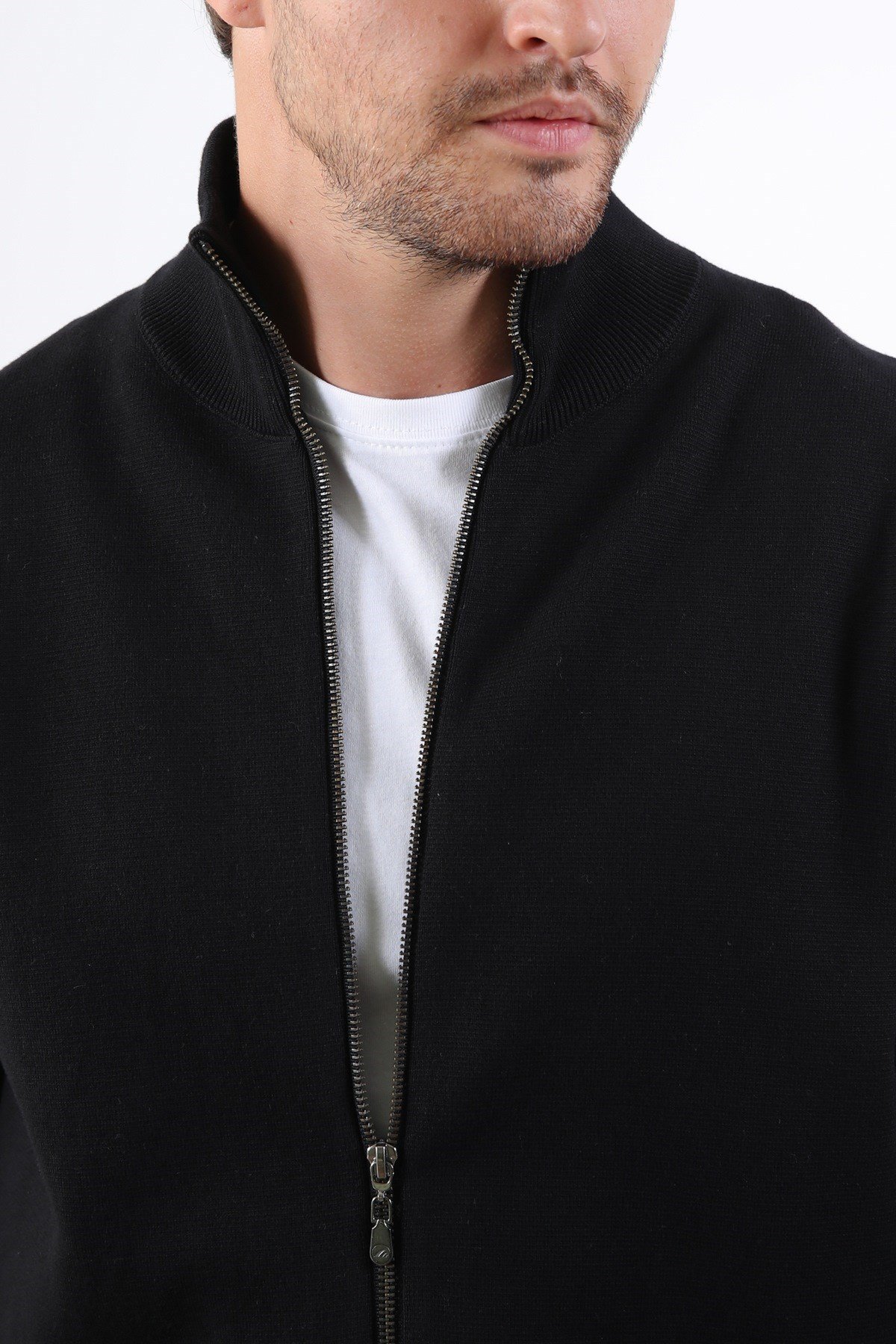 Ferraro Siyah Çift Cep %100 Pamuk Erkek Triko Hırka