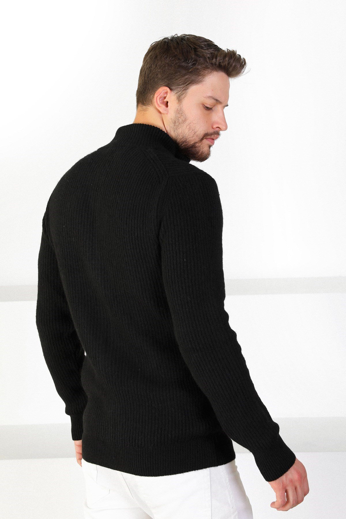 Ferraro Siyah Çift Fermuarlı Erkek Triko Hırka