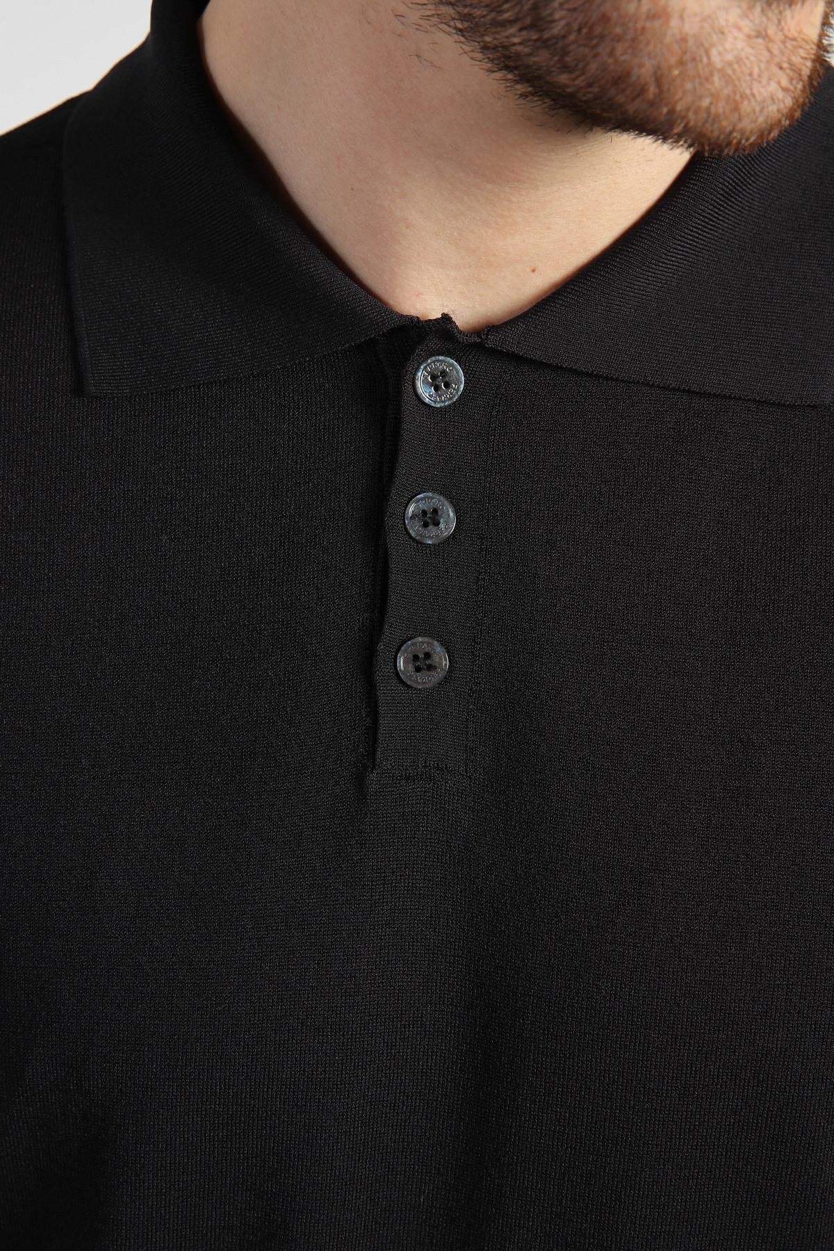 Ferraro Siyah Düğmeli Polo Yaka Erkek Rayon Triko T-Shirt
