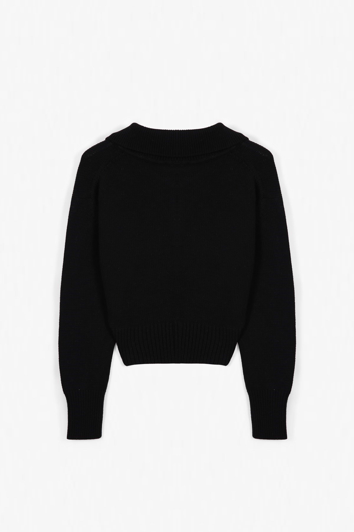 Ferraro Siyah Gömlek Yaka Kadın Triko Kazak