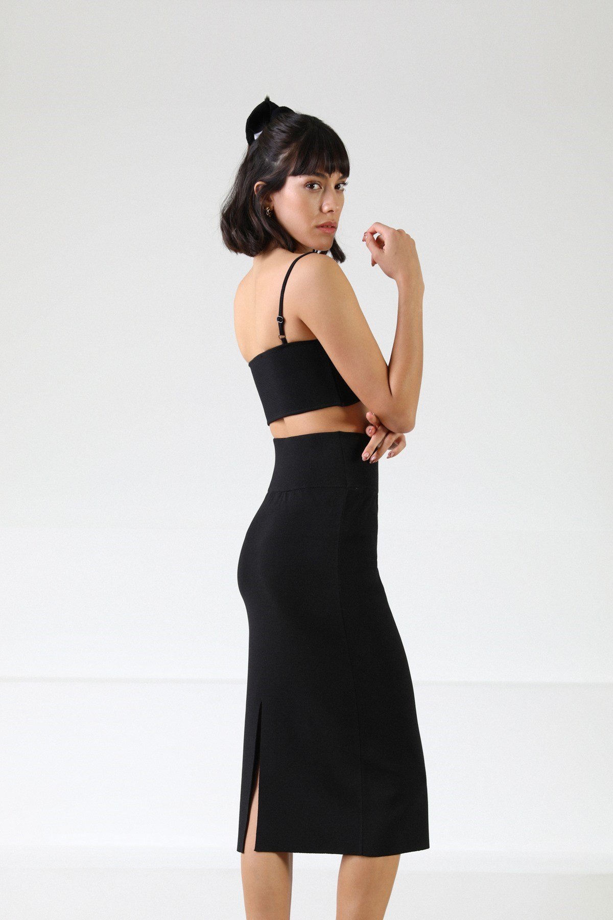 Ferraro Siyah Kadın Triko Etek