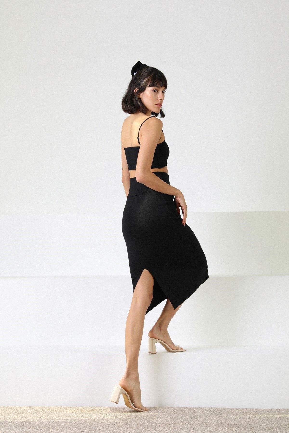 Ferraro Siyah Kadın Triko Etek