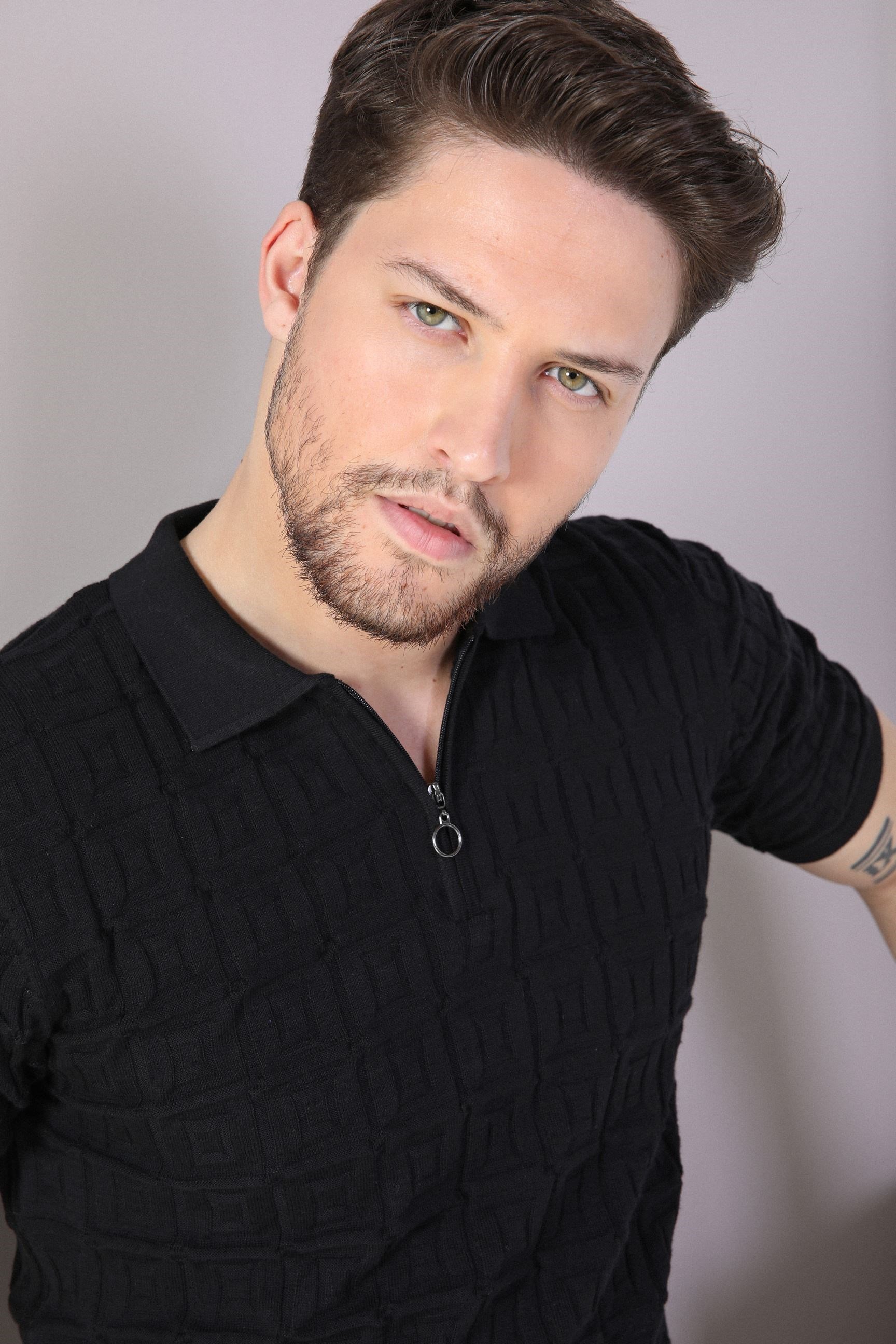 Ferraro Siyah Polo Yaka Fermuarlı Erkek Pamuk Triko T-Shirt