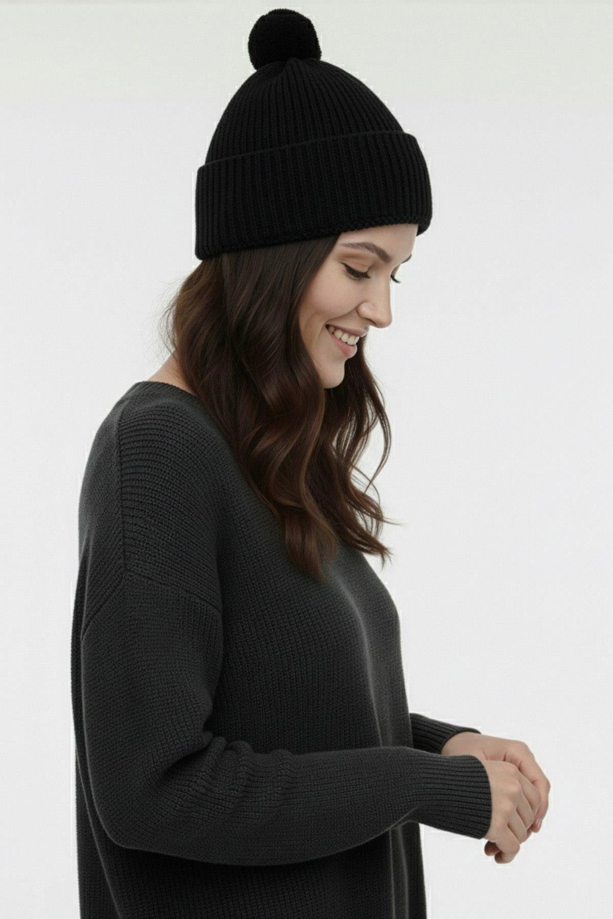 Ferraro Siyah Yumuşak Dokulu Triko Şapka