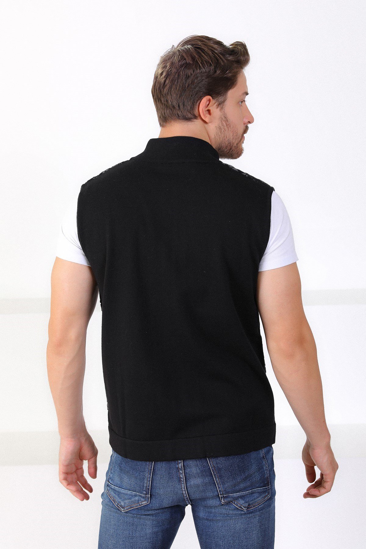 Ferraro Siyah/Antrasit Dik Yaka Cepli Pamuk Erkek Yelek