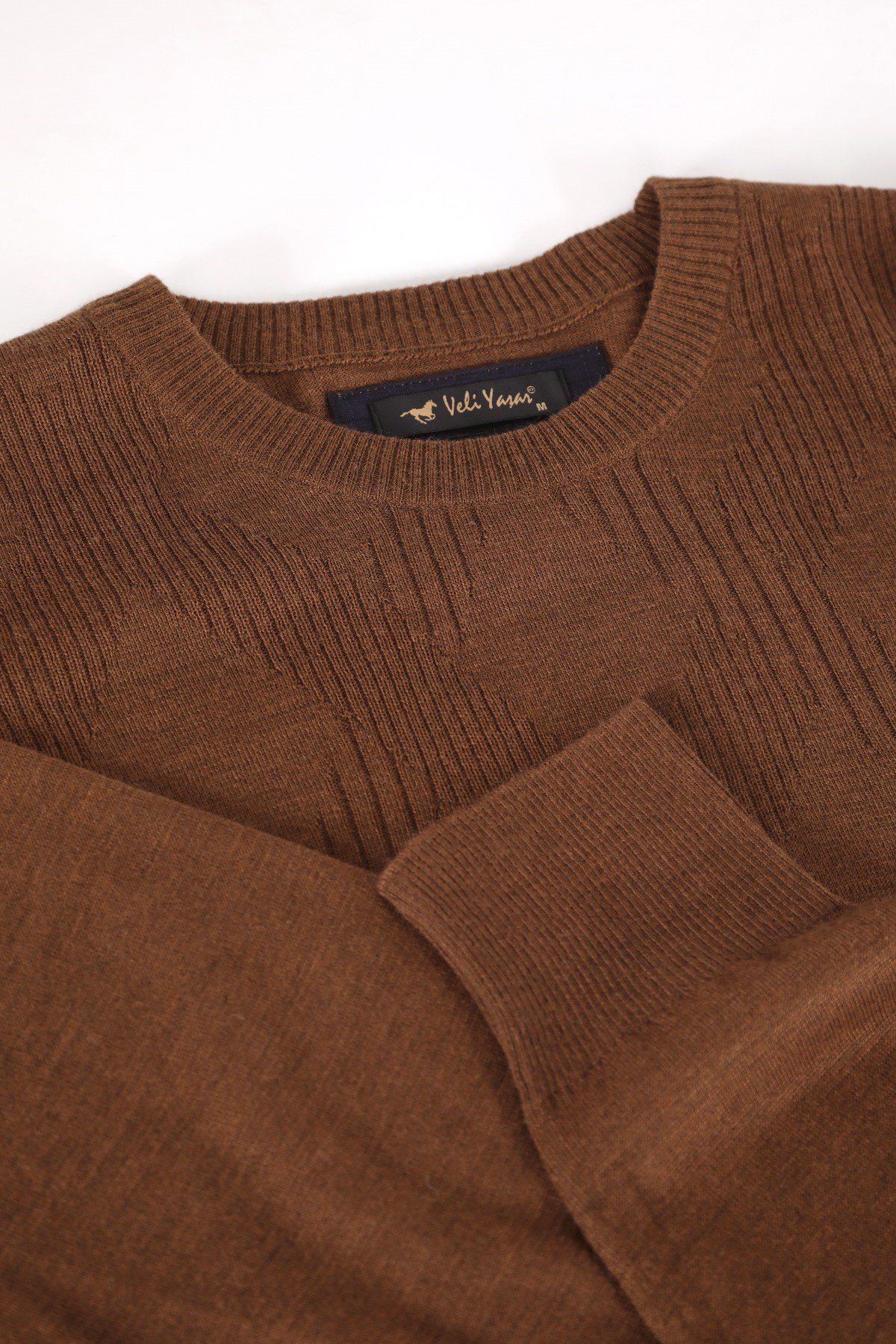 Ferraro Taba Bisiklet Yaka Superfine Erkek Triko Kazak