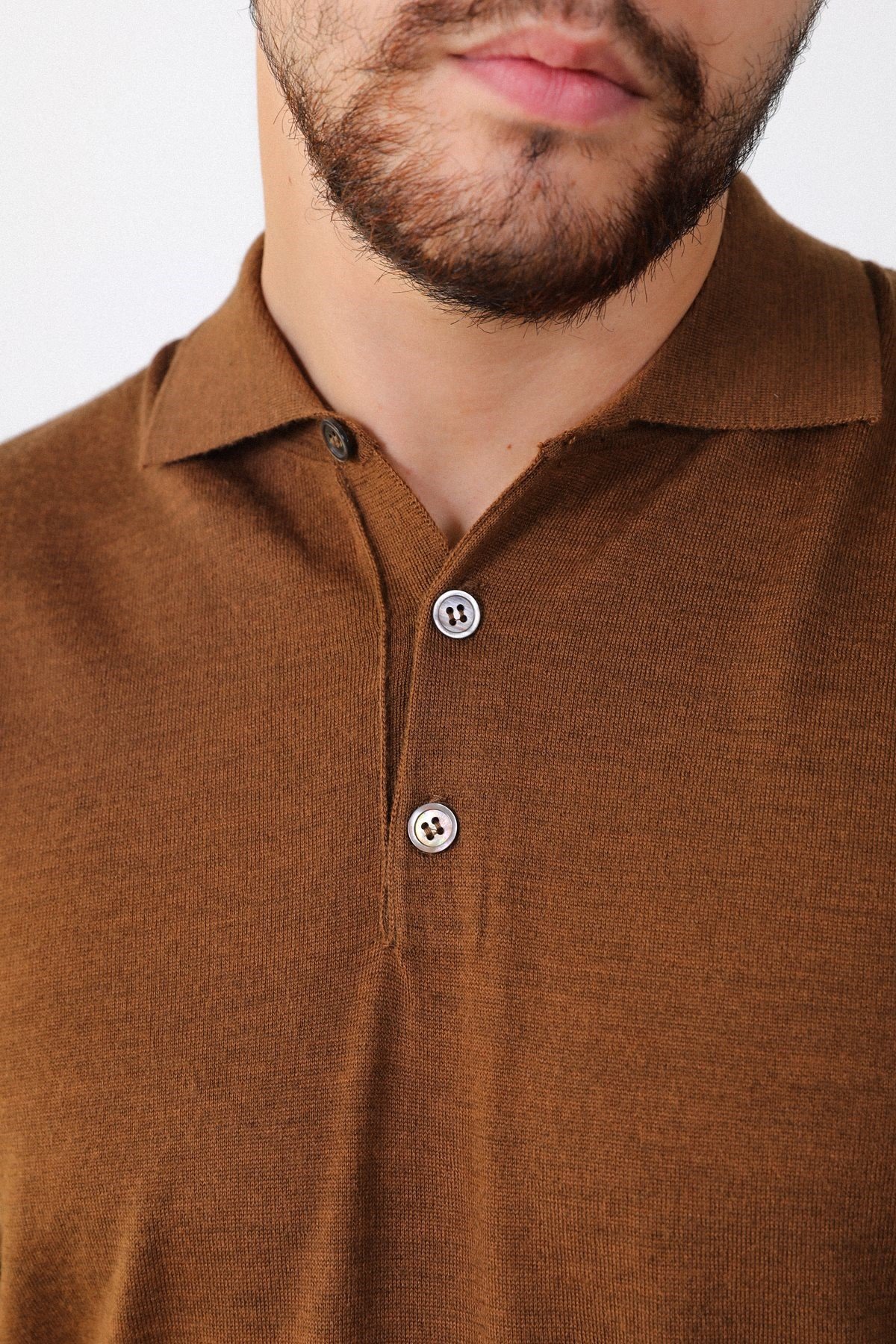 Ferraro Taba Polo Yaka Erkek Triko Kazak