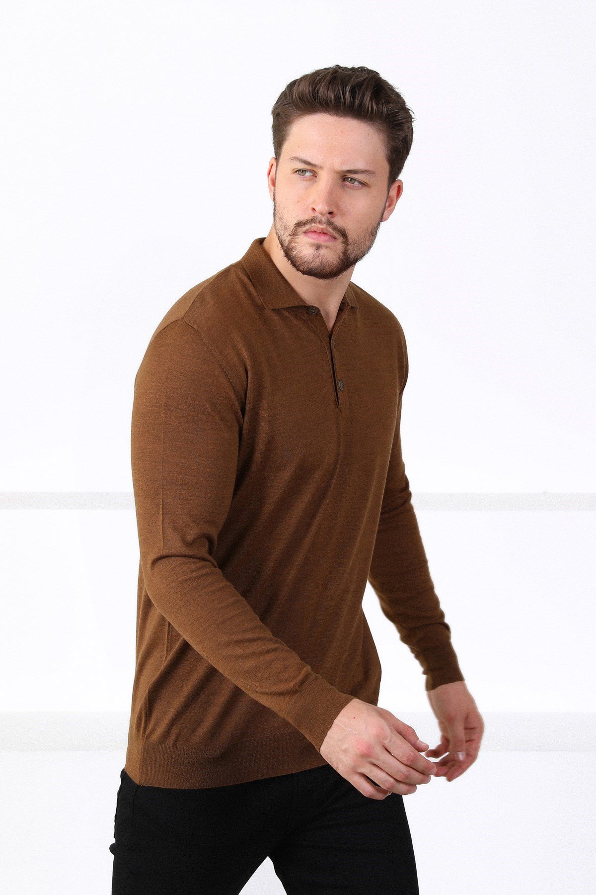 Ferraro Taba Polo Yaka Erkek Triko Kazak