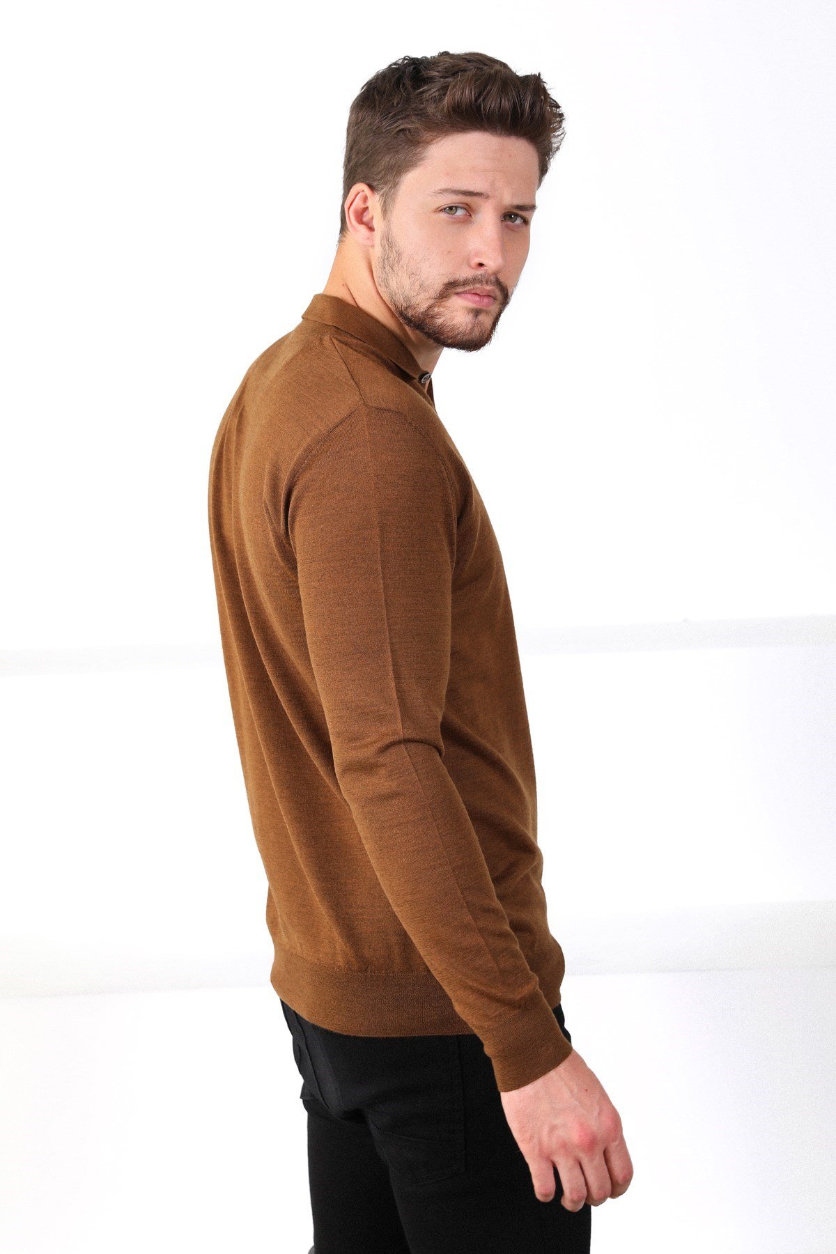 Ferraro Taba Polo Yaka Erkek Triko Kazak