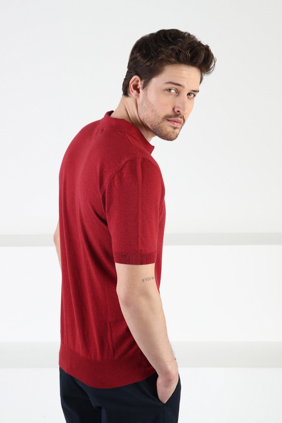 Ferraro Tarçın Fermuarlı Polo Yaka %100 Pamuk Erkek Triko T-Shirt
