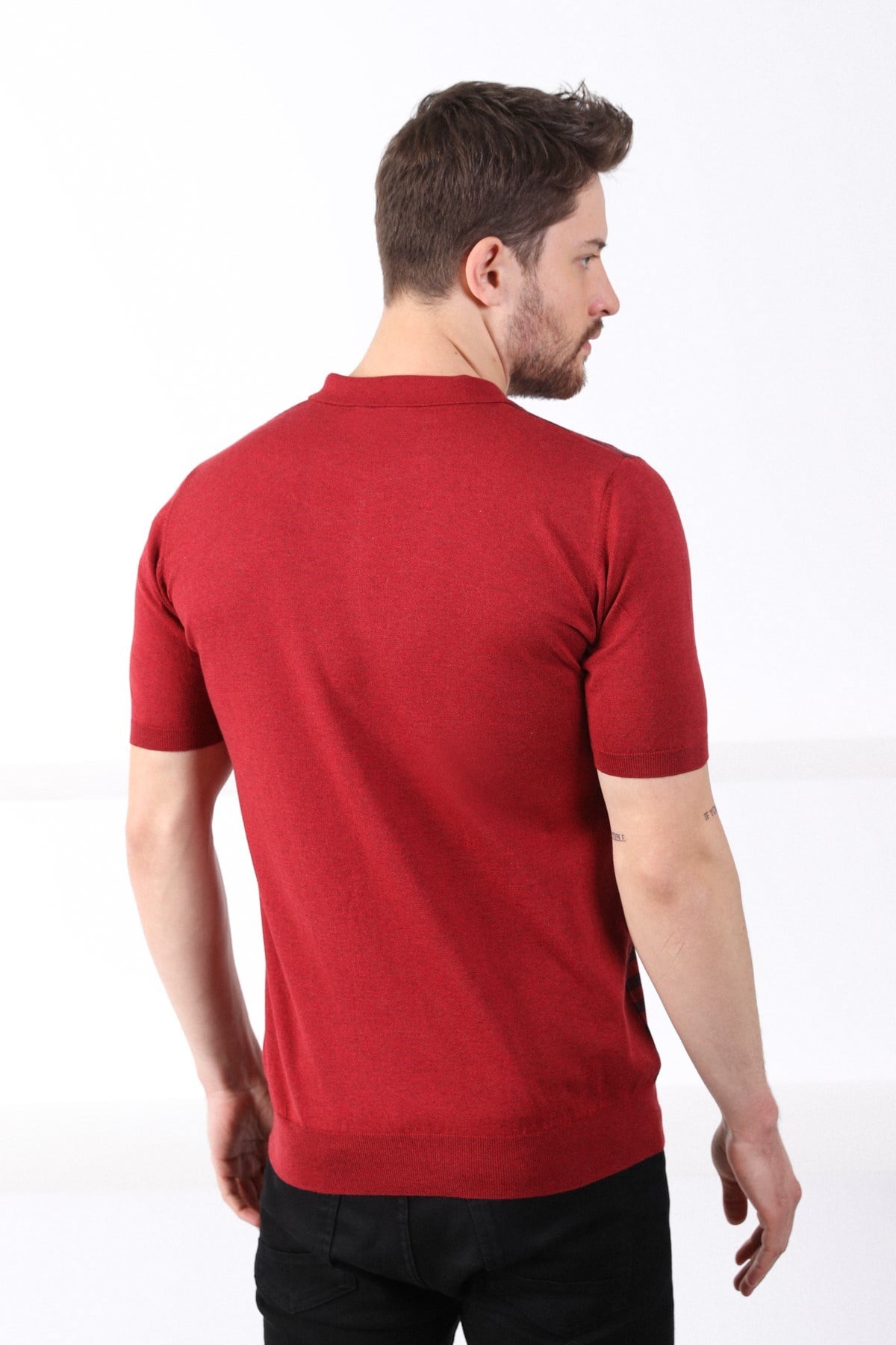 Ferraro Tarçın/Laci Polo Yaka Fermuarlı Erkek Pamuk Triko T-Shirt