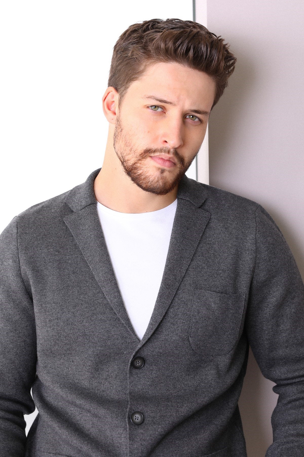 Ferraro Üç Düğmeli İnce Pamuk Triko Ceket - Antrasit