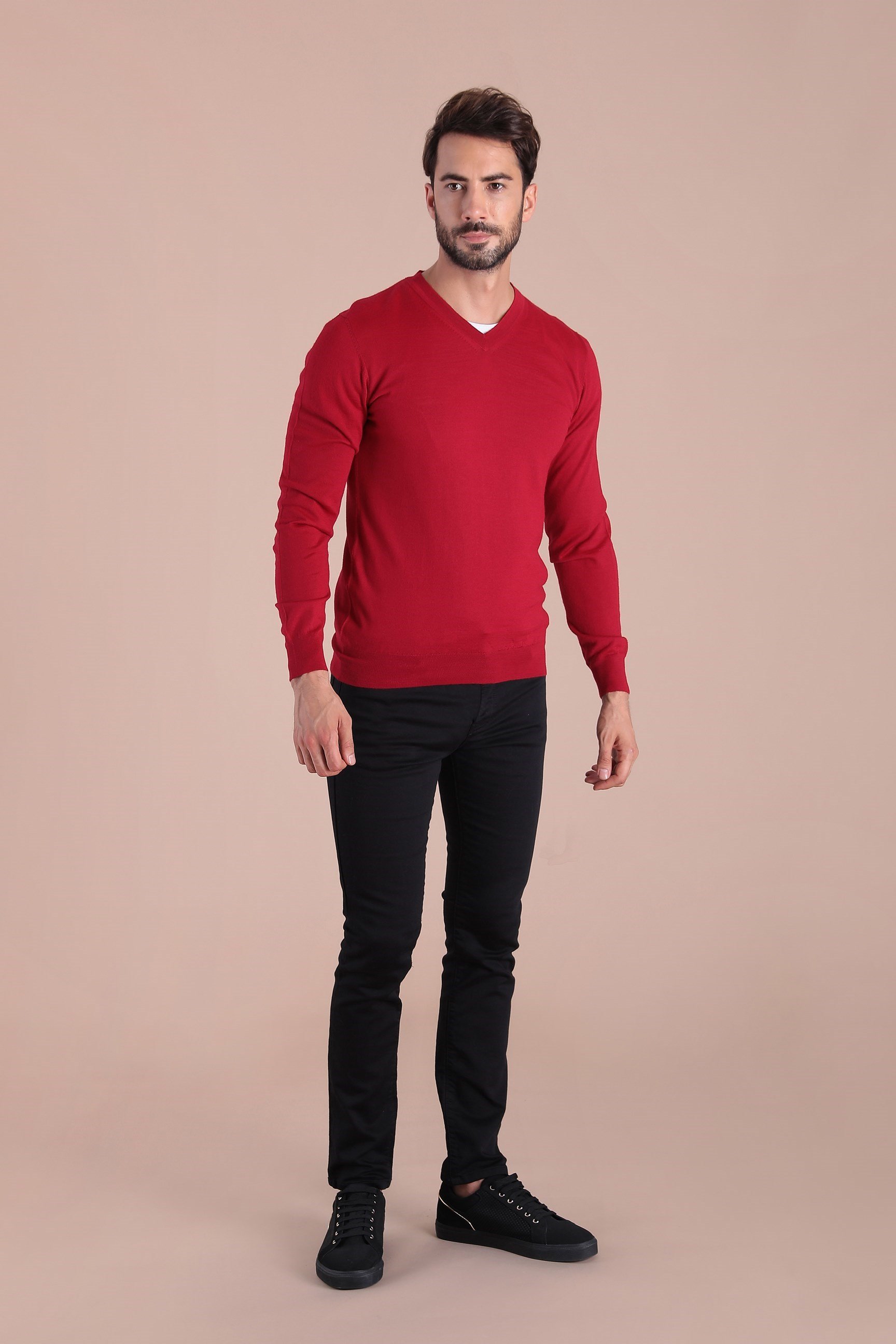 Ferraro V Yaka Superfine Yün Kazak