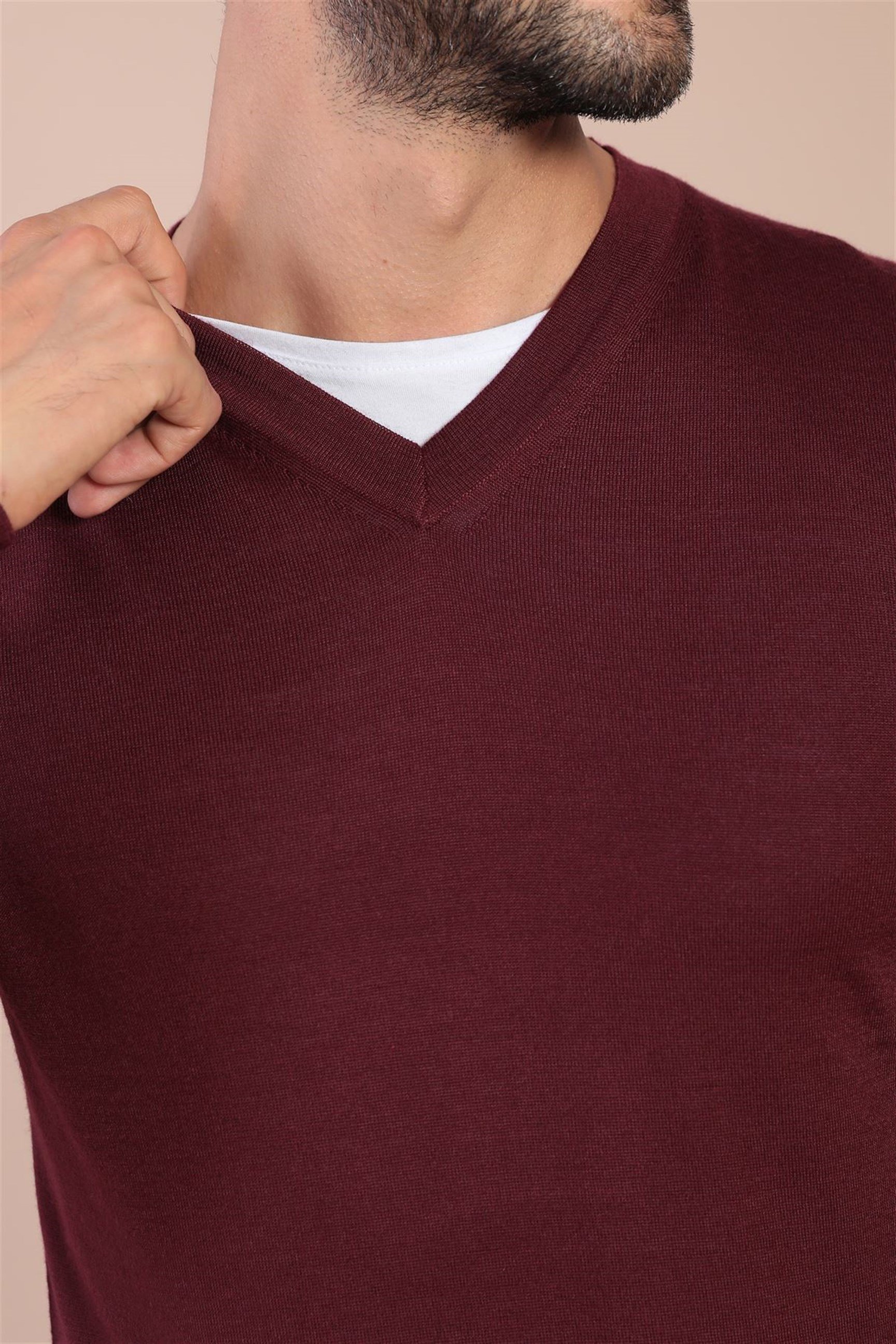 Ferraro V Yaka Superfine Yün Kazak