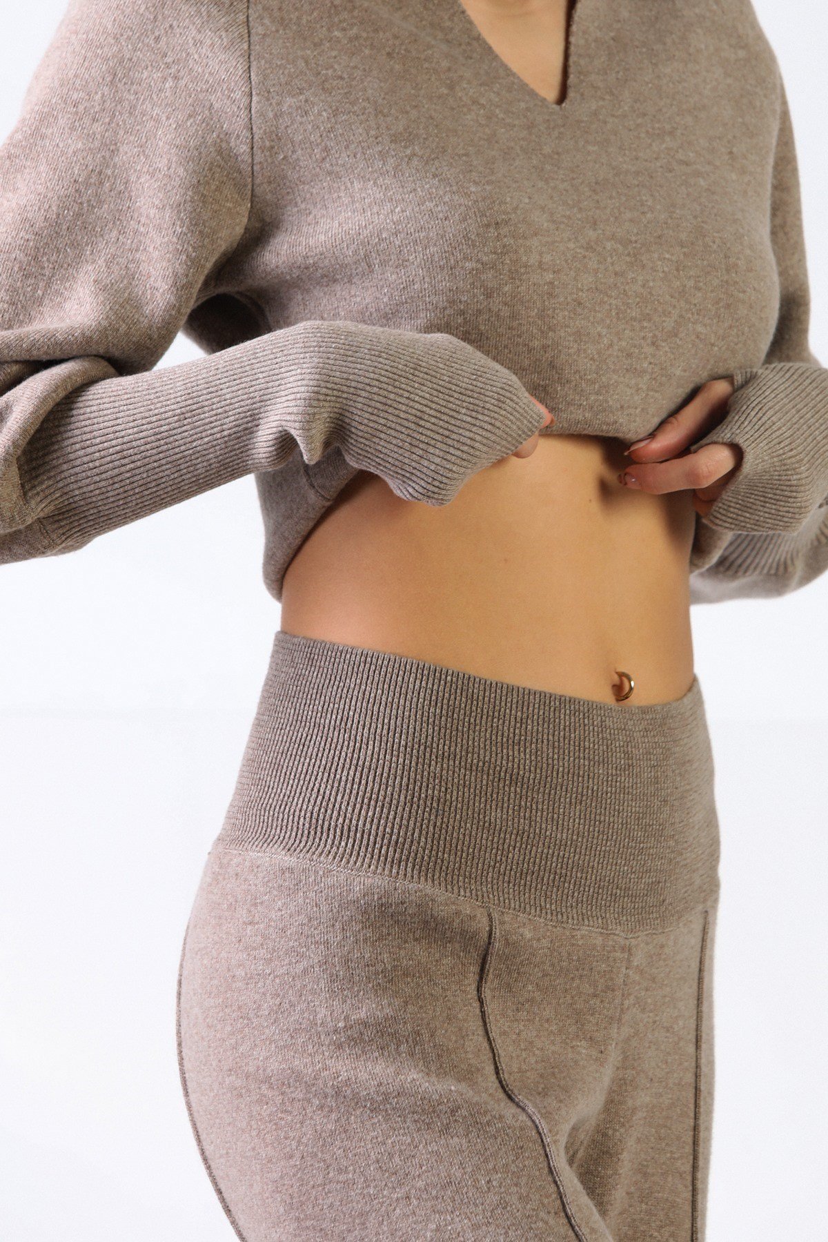 Ferraro Vizon Bol Paça Kaşmirli Kadın Triko Pantolon