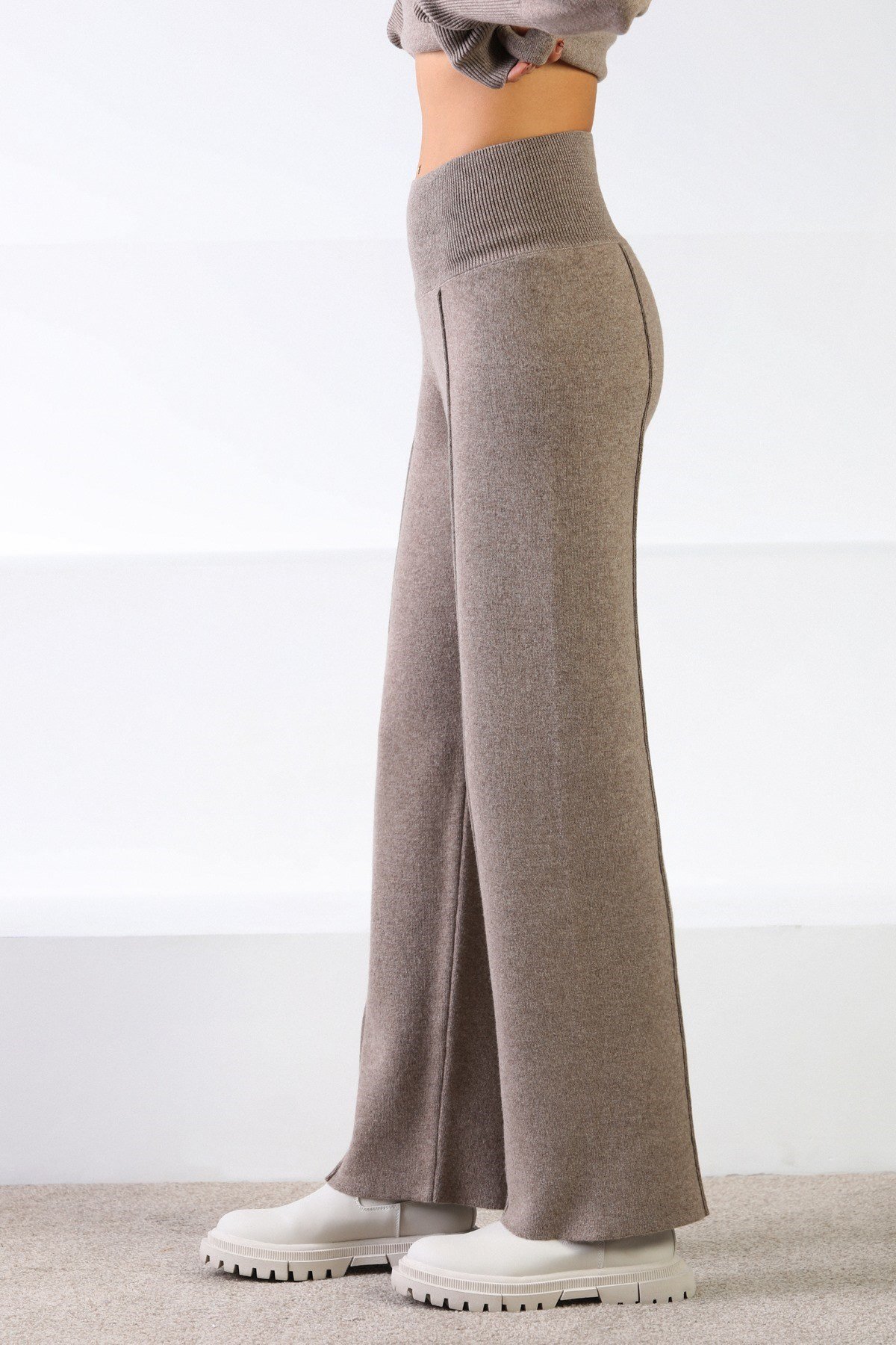 Ferraro Vizon Bol Paça Kaşmirli Kadın Triko Pantolon