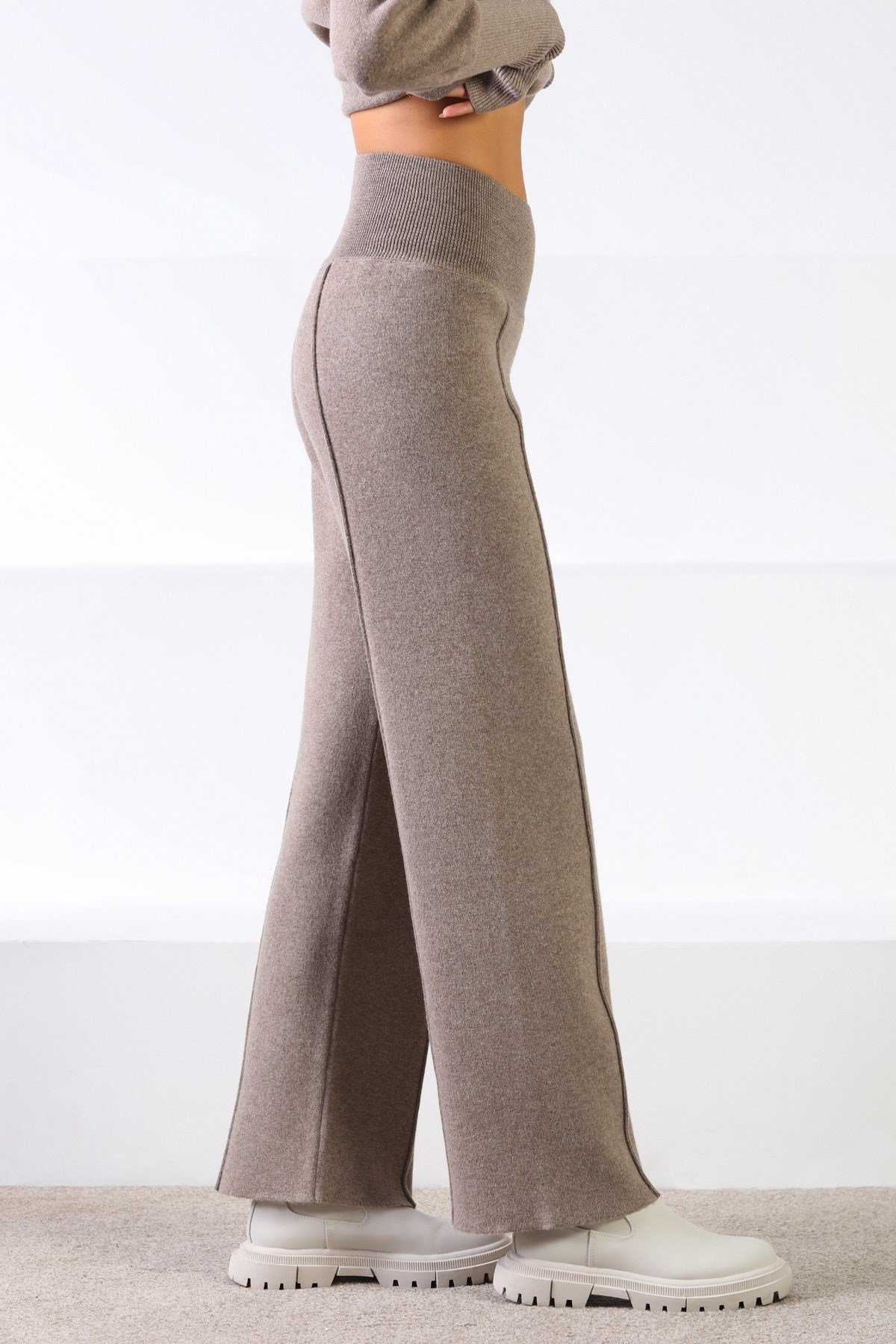 Ferraro Vizon Bol Paça Kaşmirli Kadın Triko Pantolon