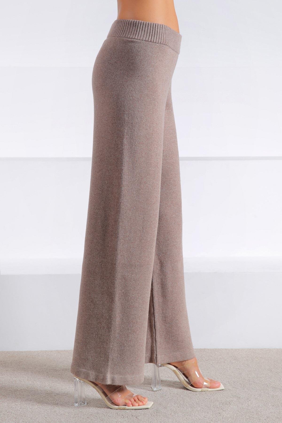 Ferraro Vizon Bol Paça Kaşmirli Kadın Triko Pantolon